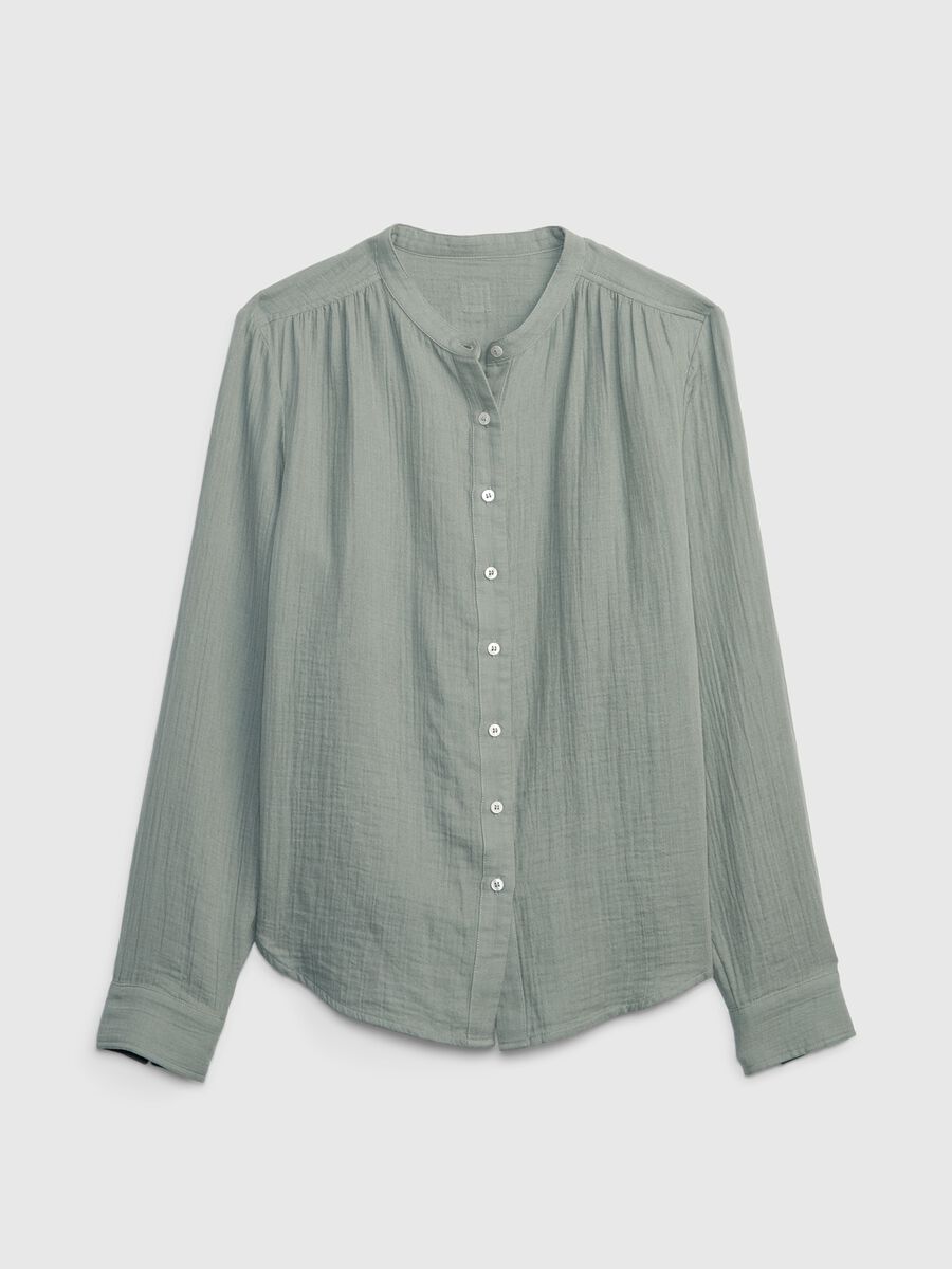 Crinkle-effect shirt with Mandarin collar Woman_4