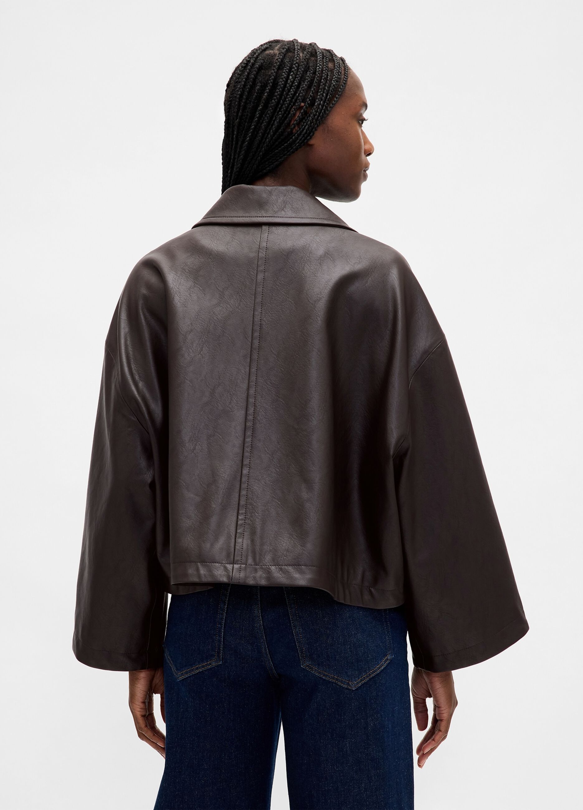 Brown Faux Leather Jacket_1