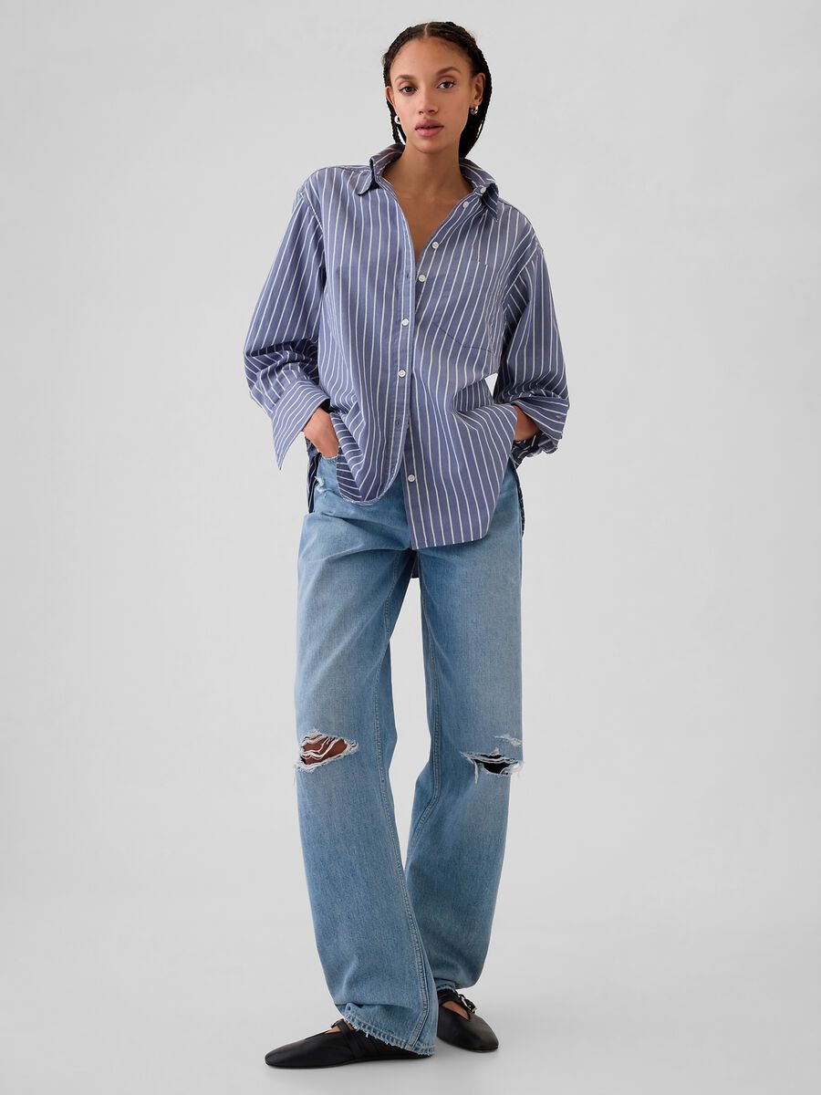 Camicia oversize a righe Donna_1