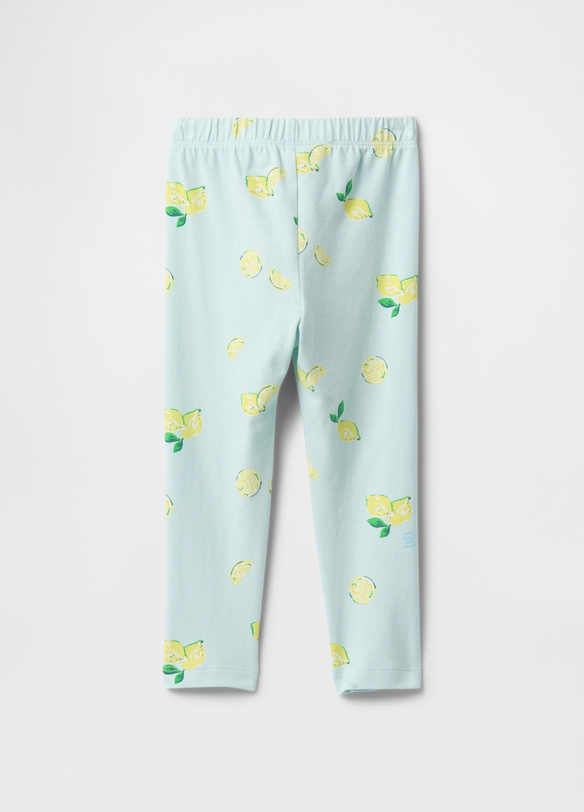 Leggings azzurri con stampa limoni_1