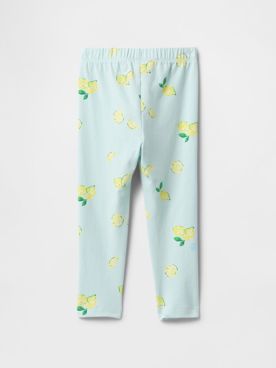 Leggings azzurri con stampa limoni Bimba_1