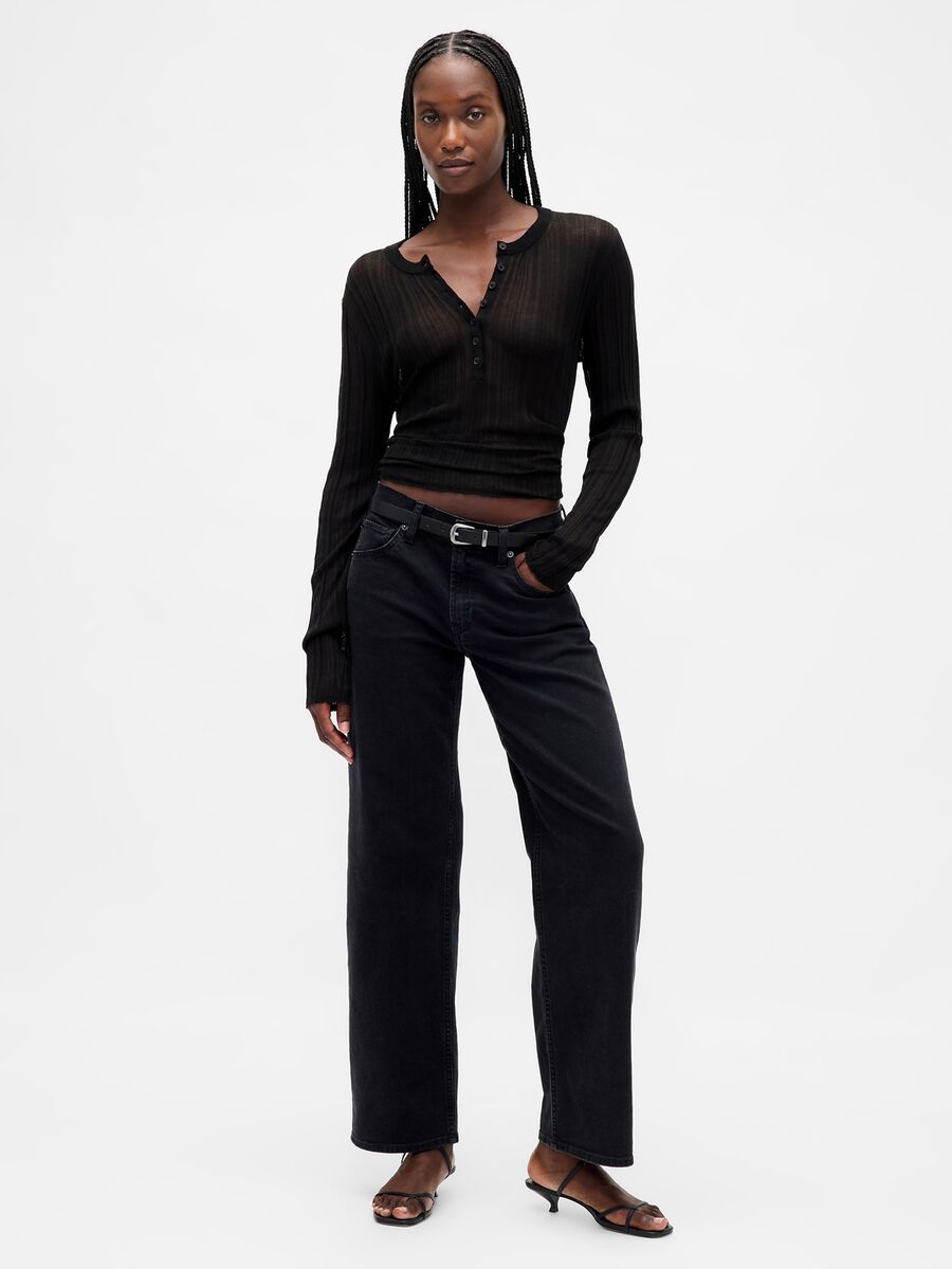 Pantaloni in denim nero elasticizzato Donna_0