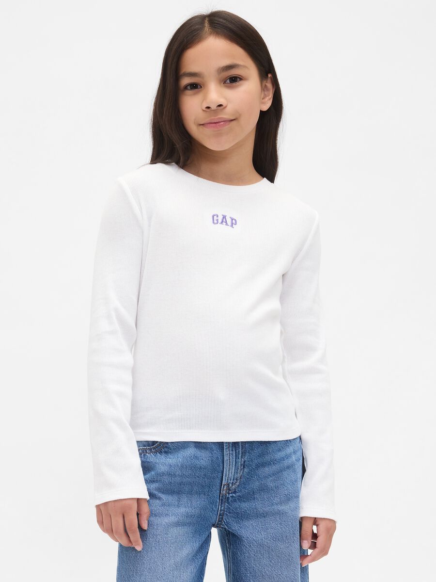 White cotton long sleeve shirt Girl_0