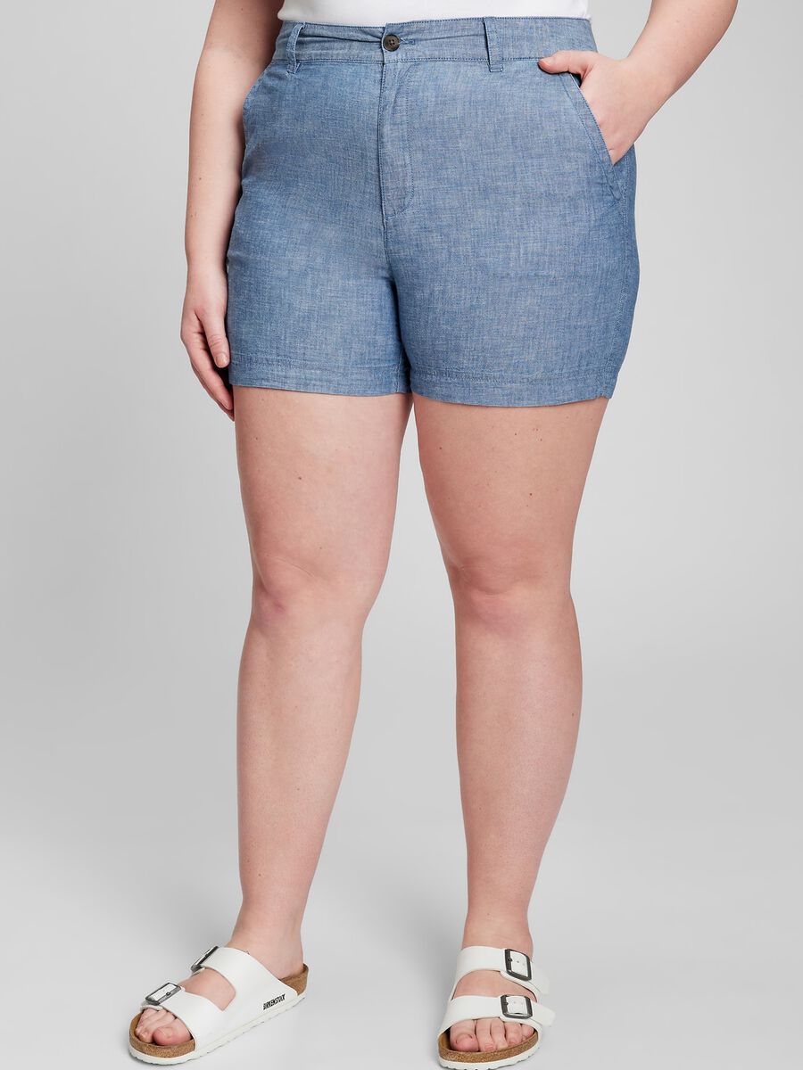 Chino shorts in chambray cotton Woman_2