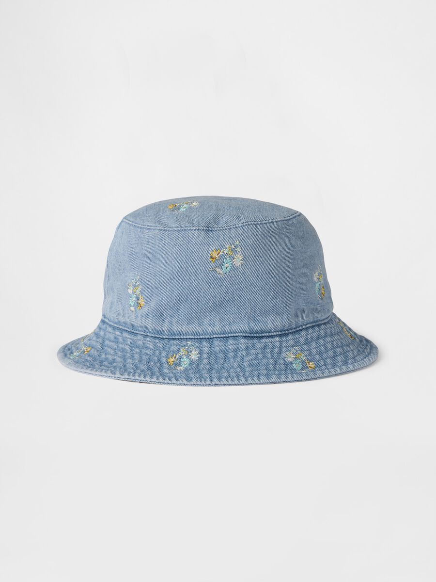 Cappello da bambina in denim con motivi floreali Bimba_0