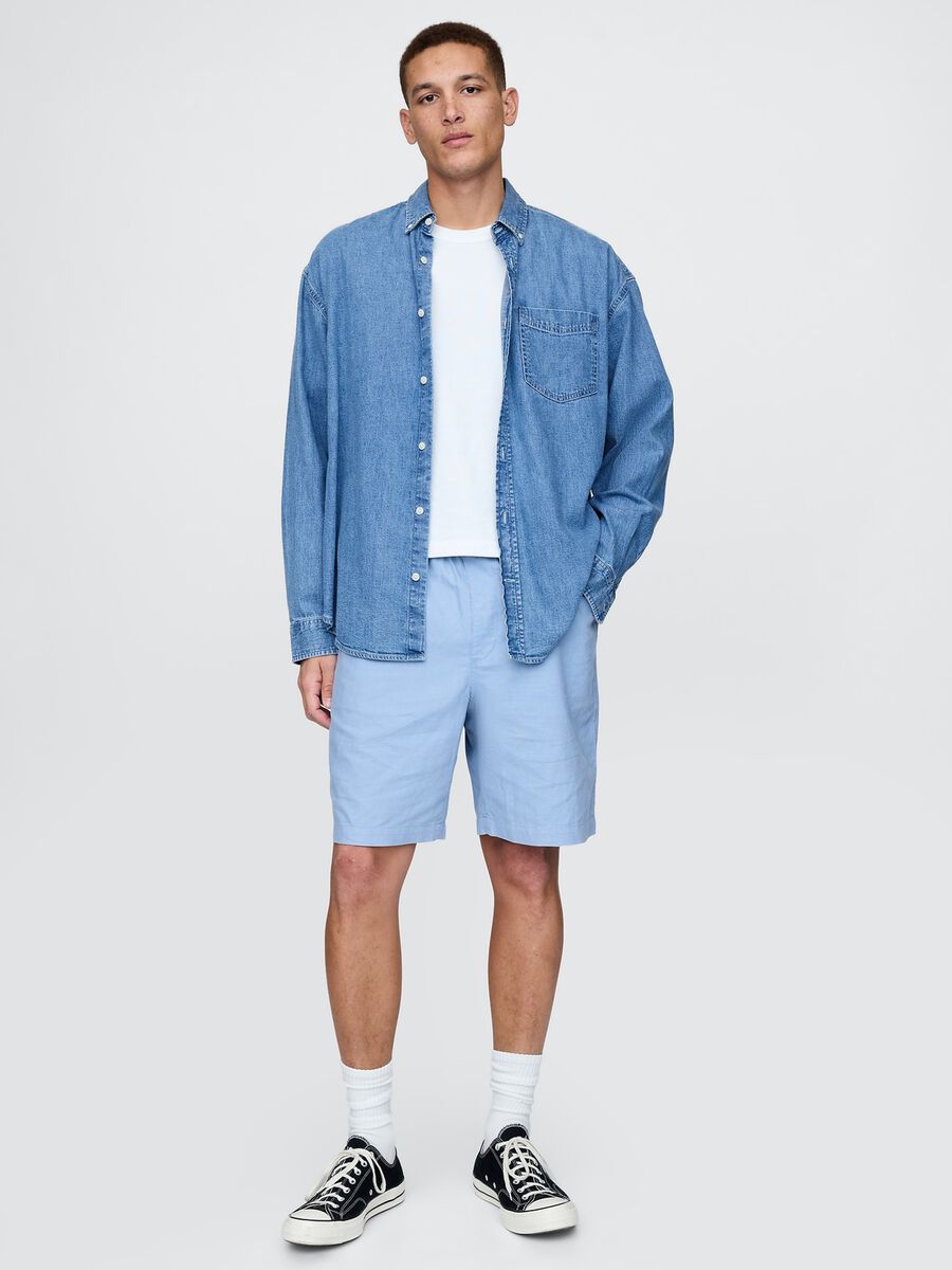 Shorts azzurri in lino e cotone Gap Uomo_0