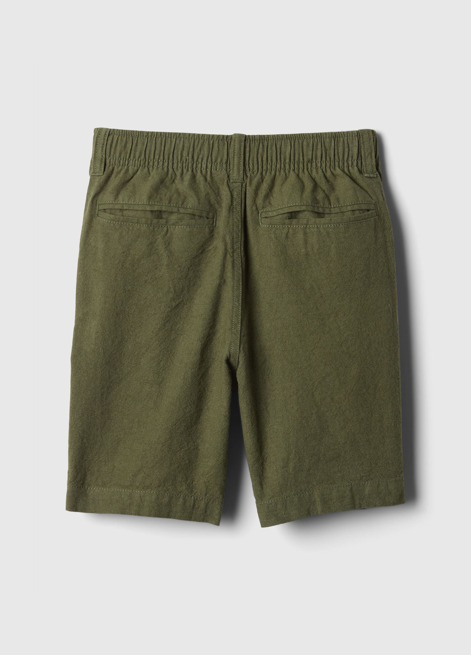 Bermuda in lino e viscosa con vita stretch_4