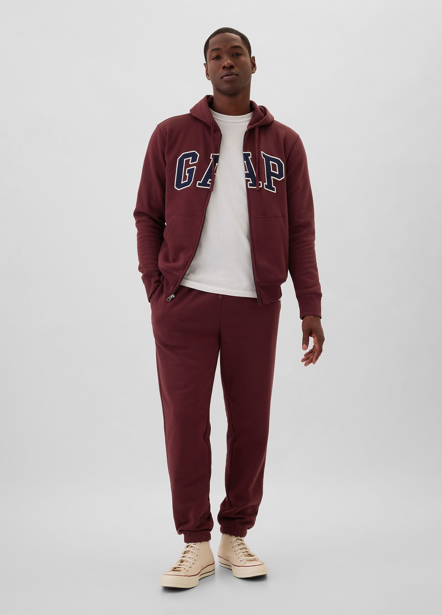 Full-zip sweatshirt with hood and logo embroidery_1