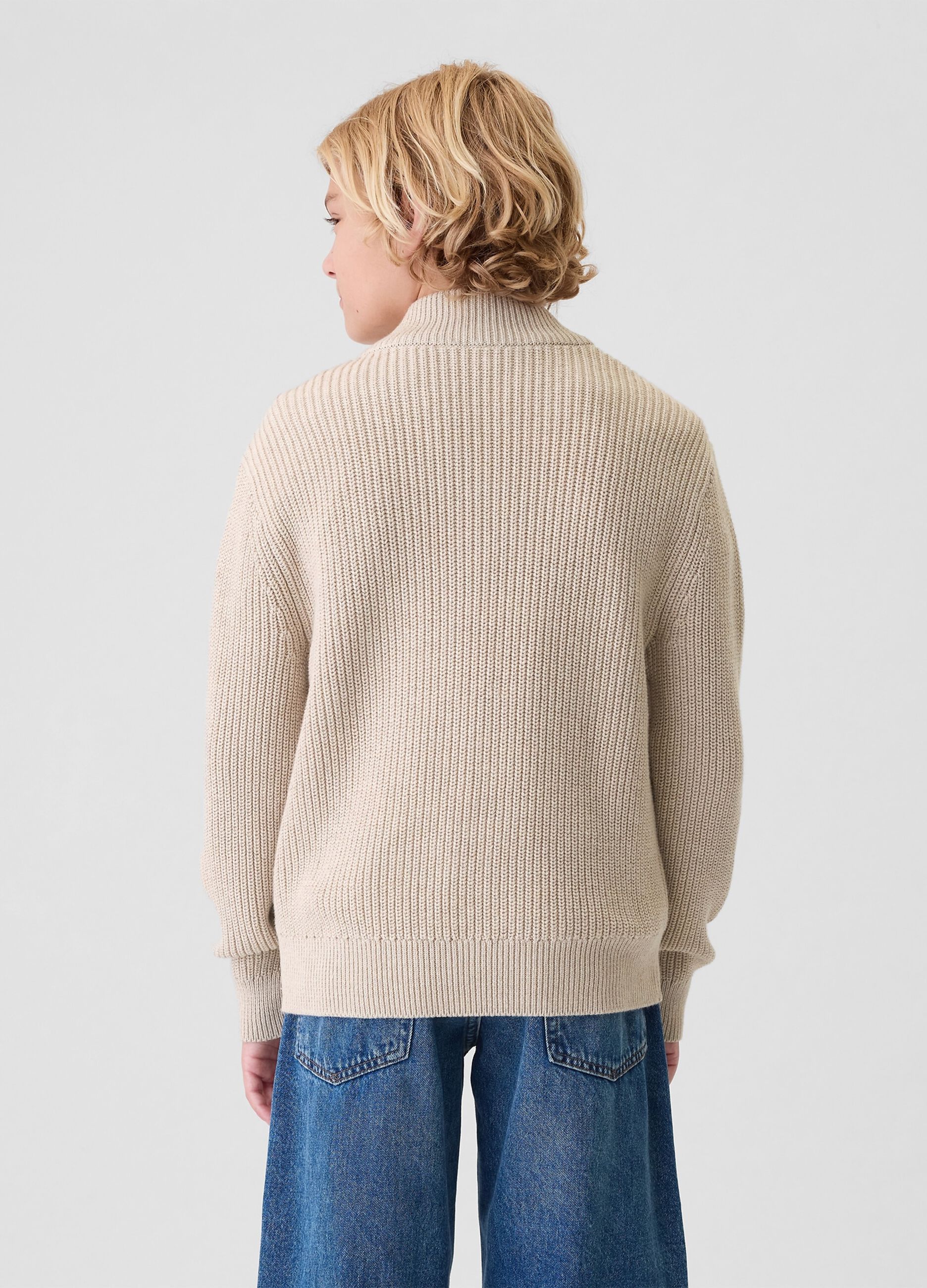 Pullover mock neck con mezza zip_2