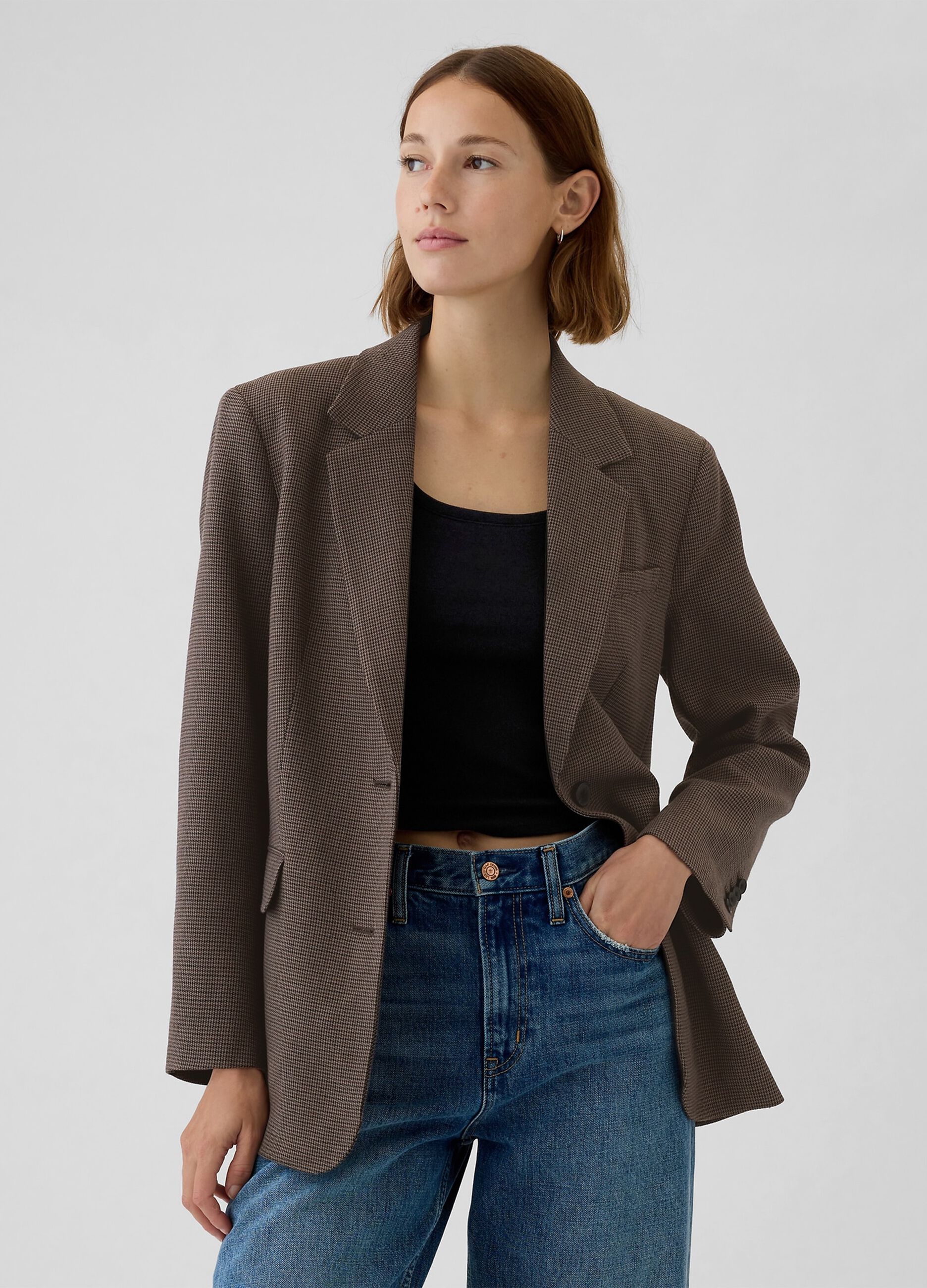 Blazer monopetto in pied de poule