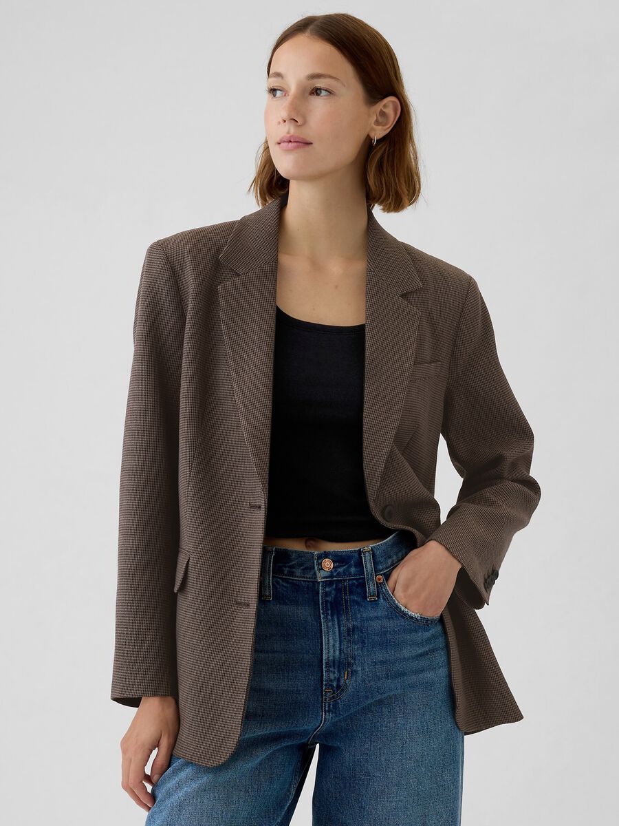 Blazer monopetto in pied de poule Donna_0