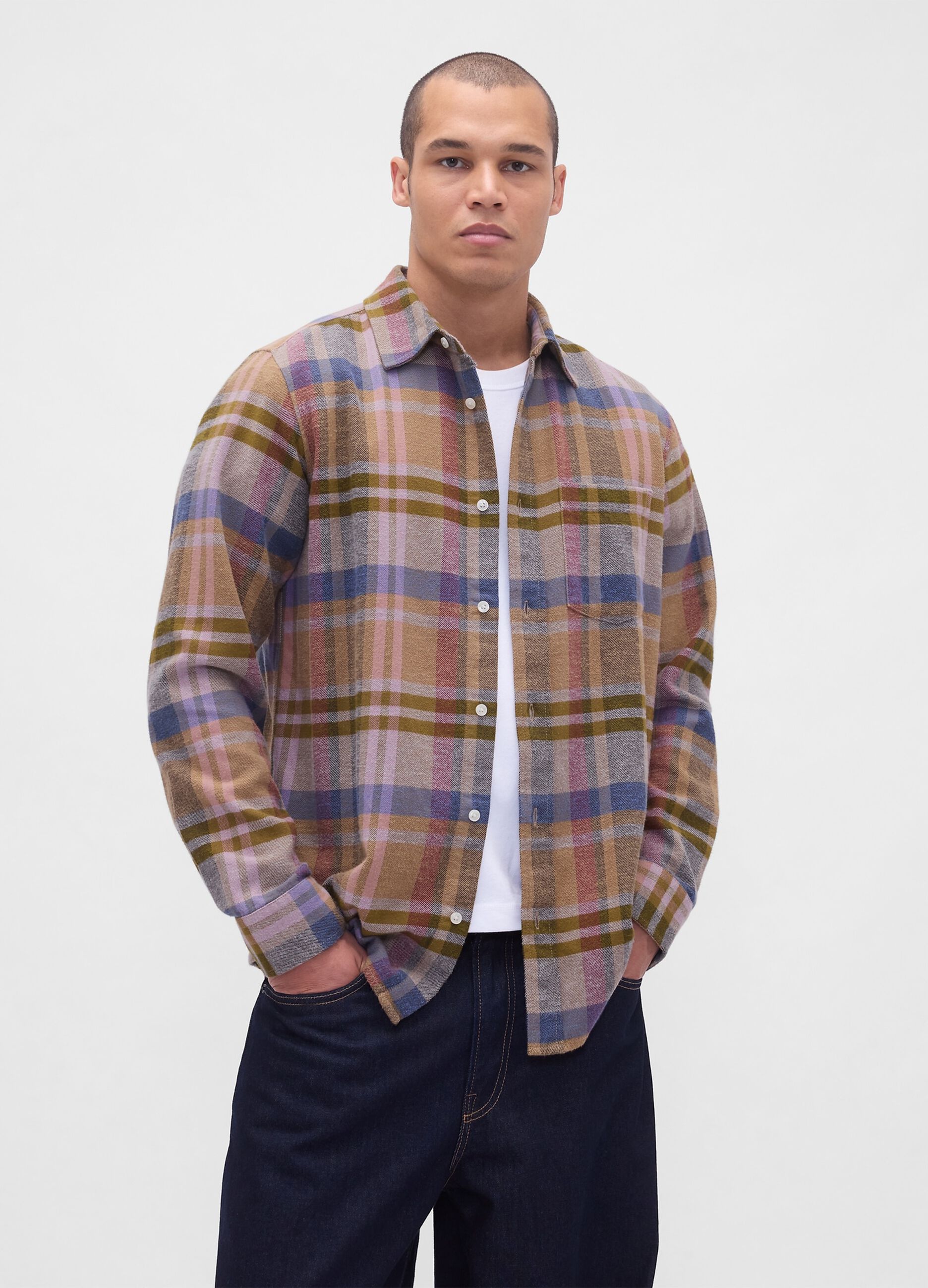 Camicia multicolor a maniche lunghe in cotone