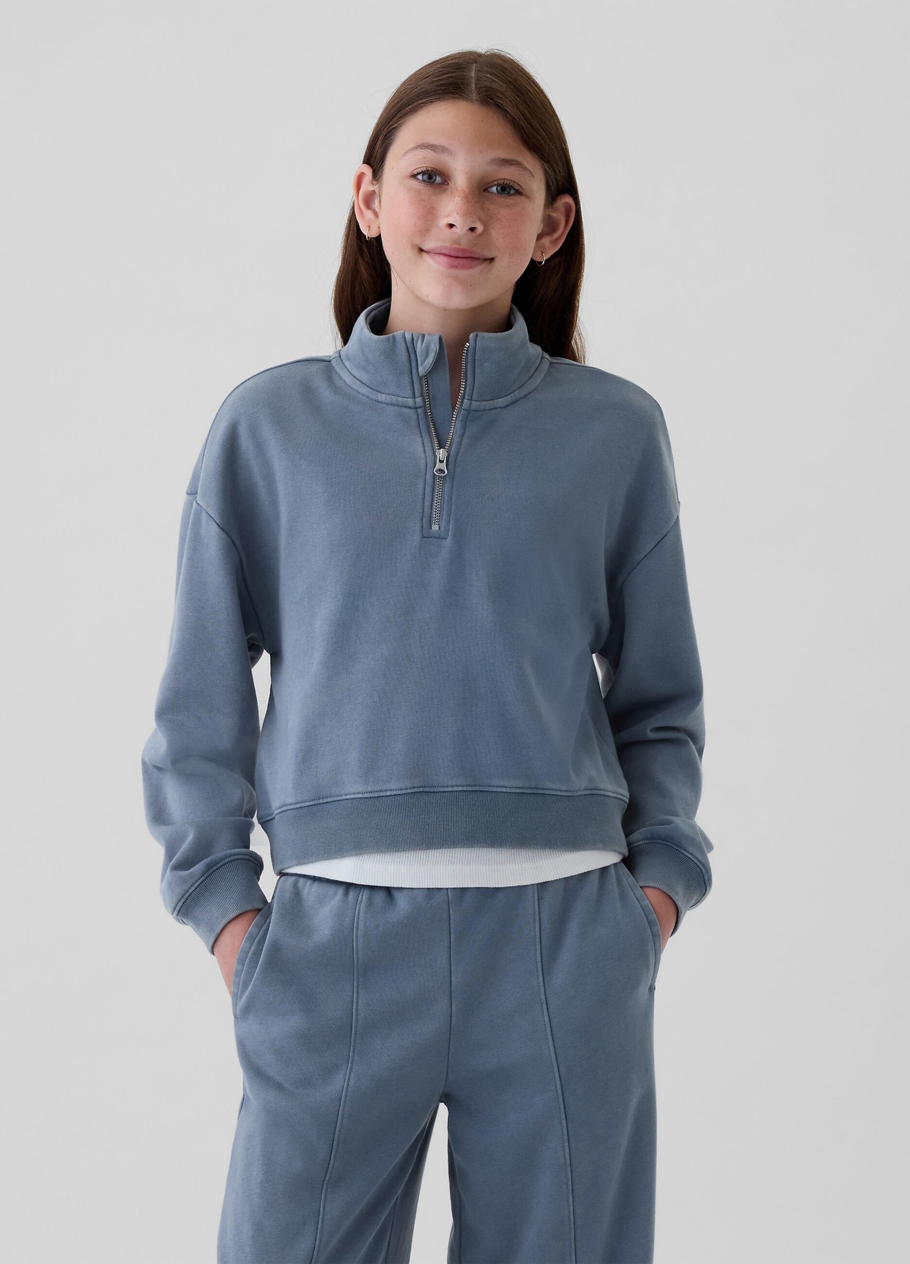 Felpa cropped half-zip