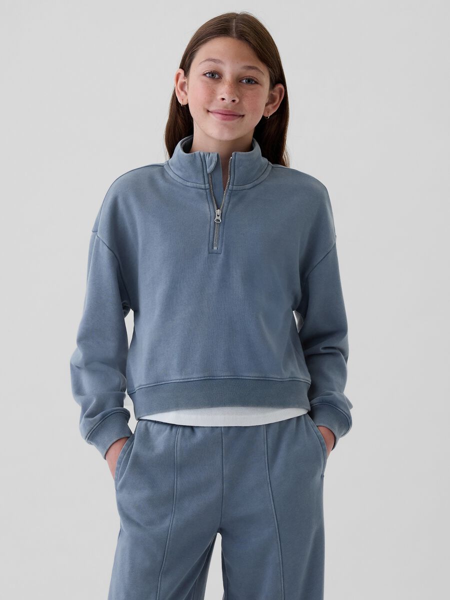 Felpa cropped half-zip Bambina_0