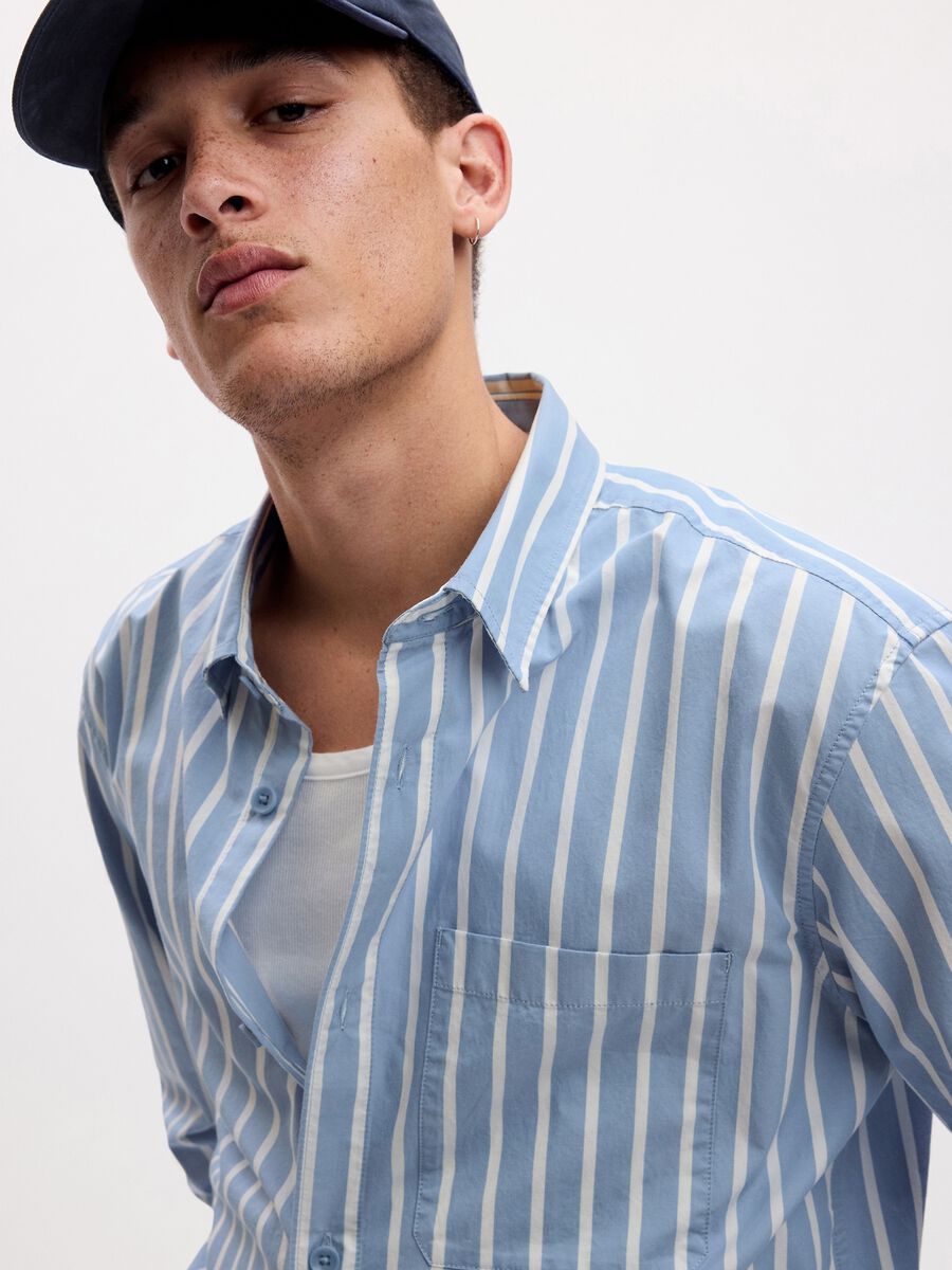 Regular-fit shirt in striped twill with pocket Man_1