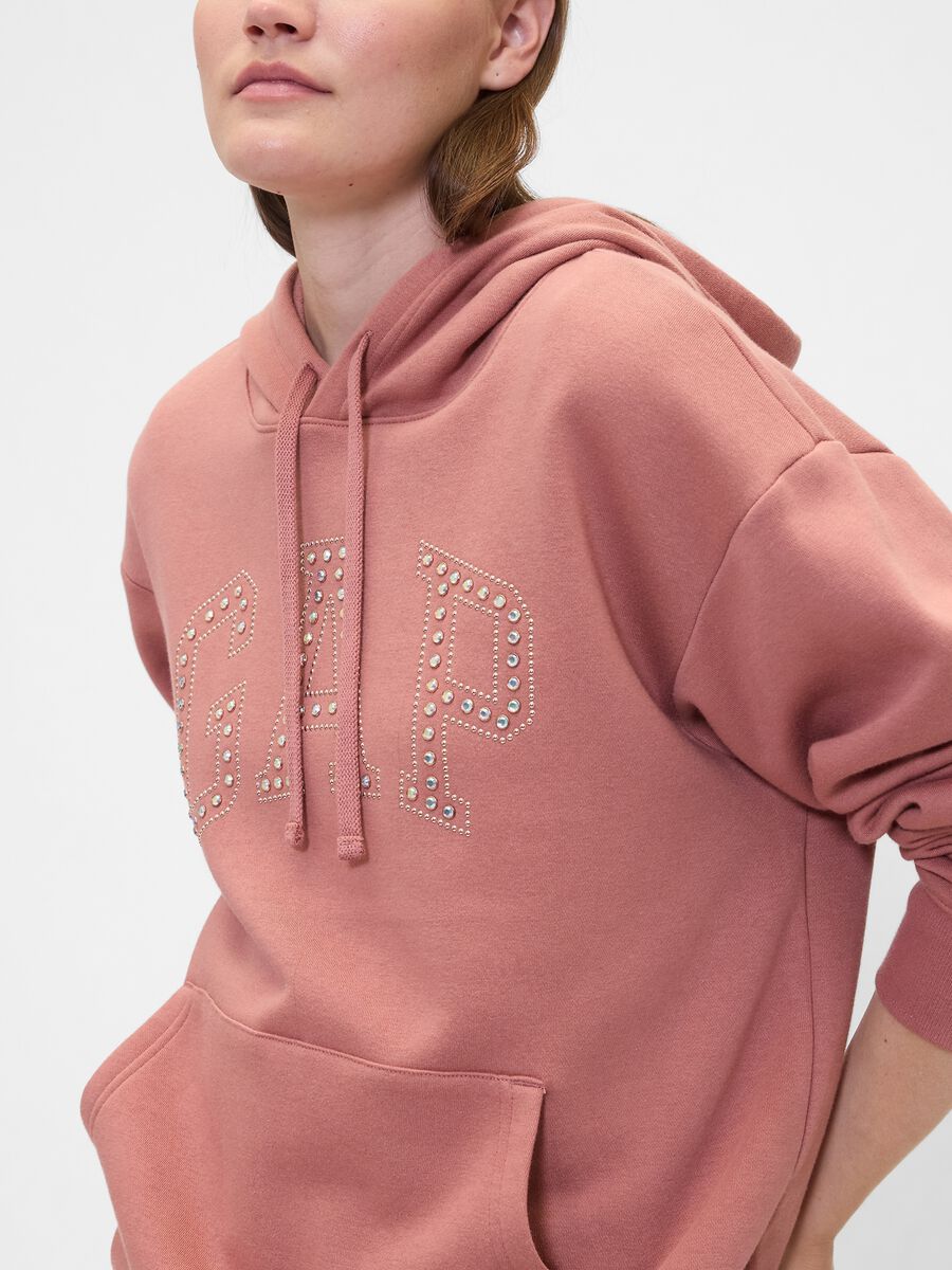 Felpa rosa con cappuccio Donna_3