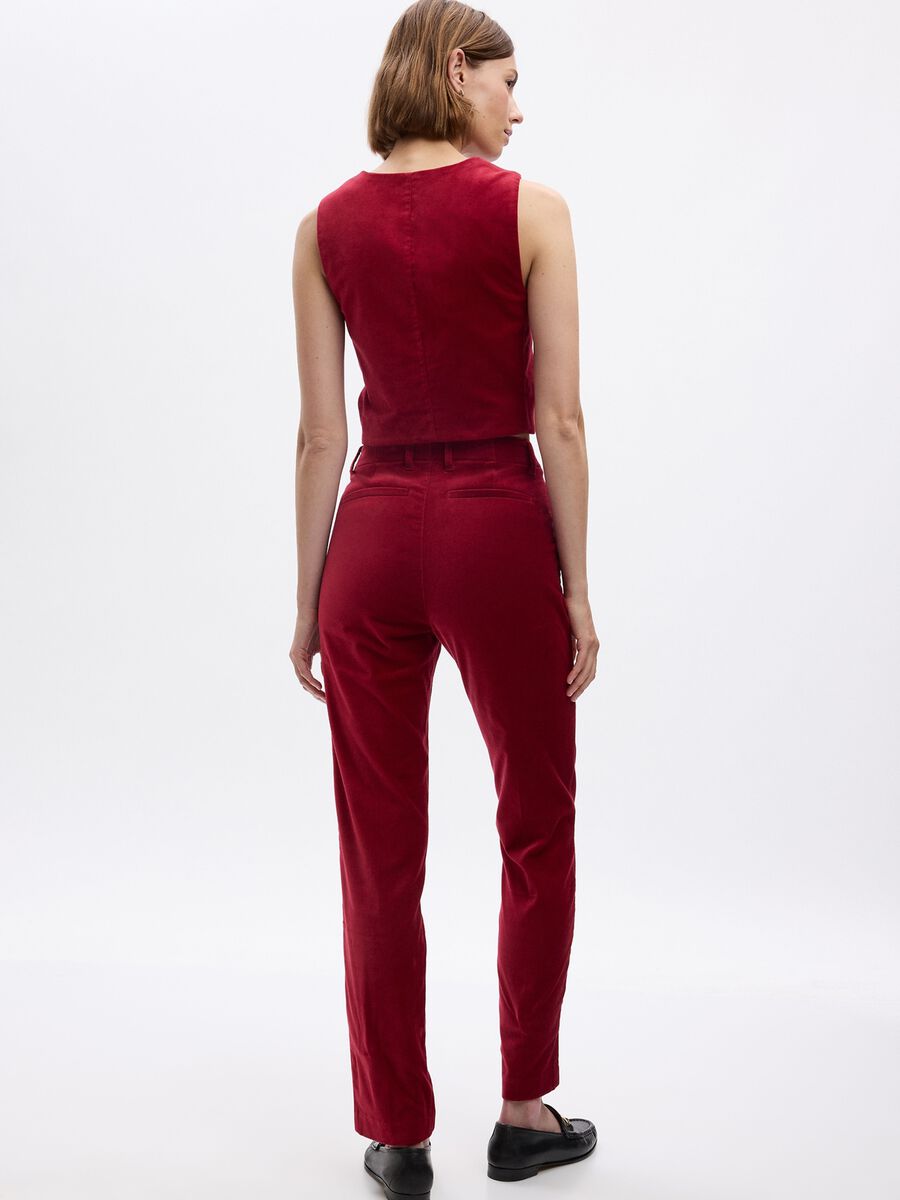 Pantaloni a sigaretta straight fit in velluto Donna_1