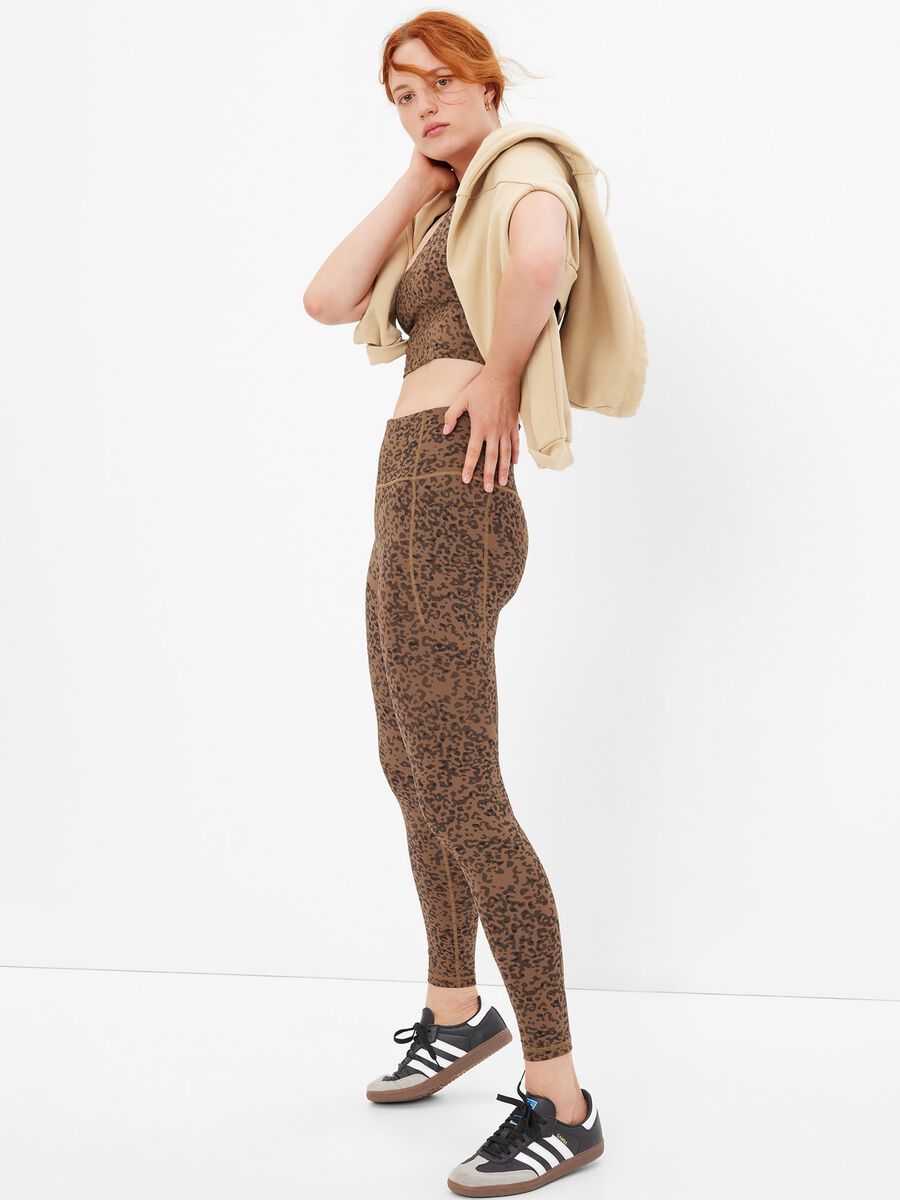 High-rise leggings with animal print Woman_0