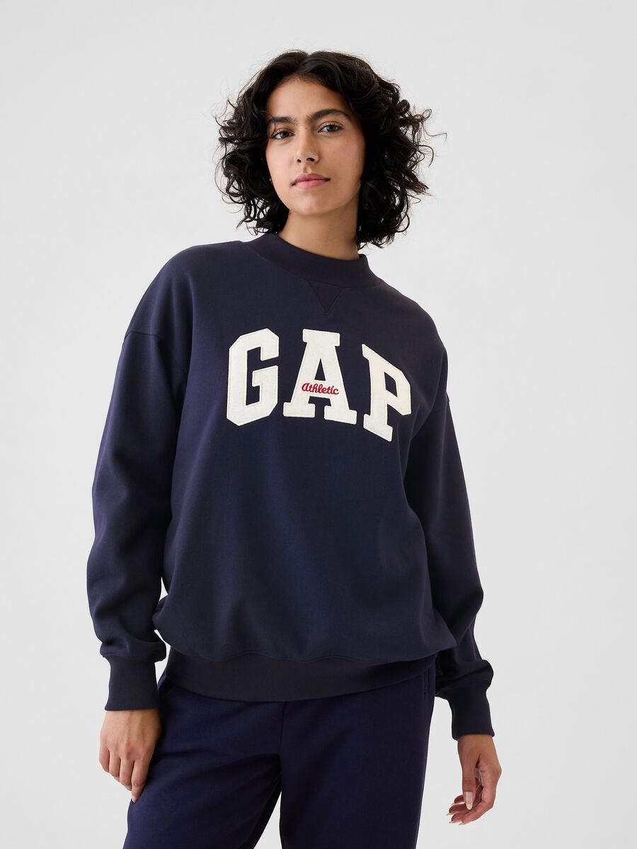 Felpa oversize mock neck con logo Athletic Donna_0