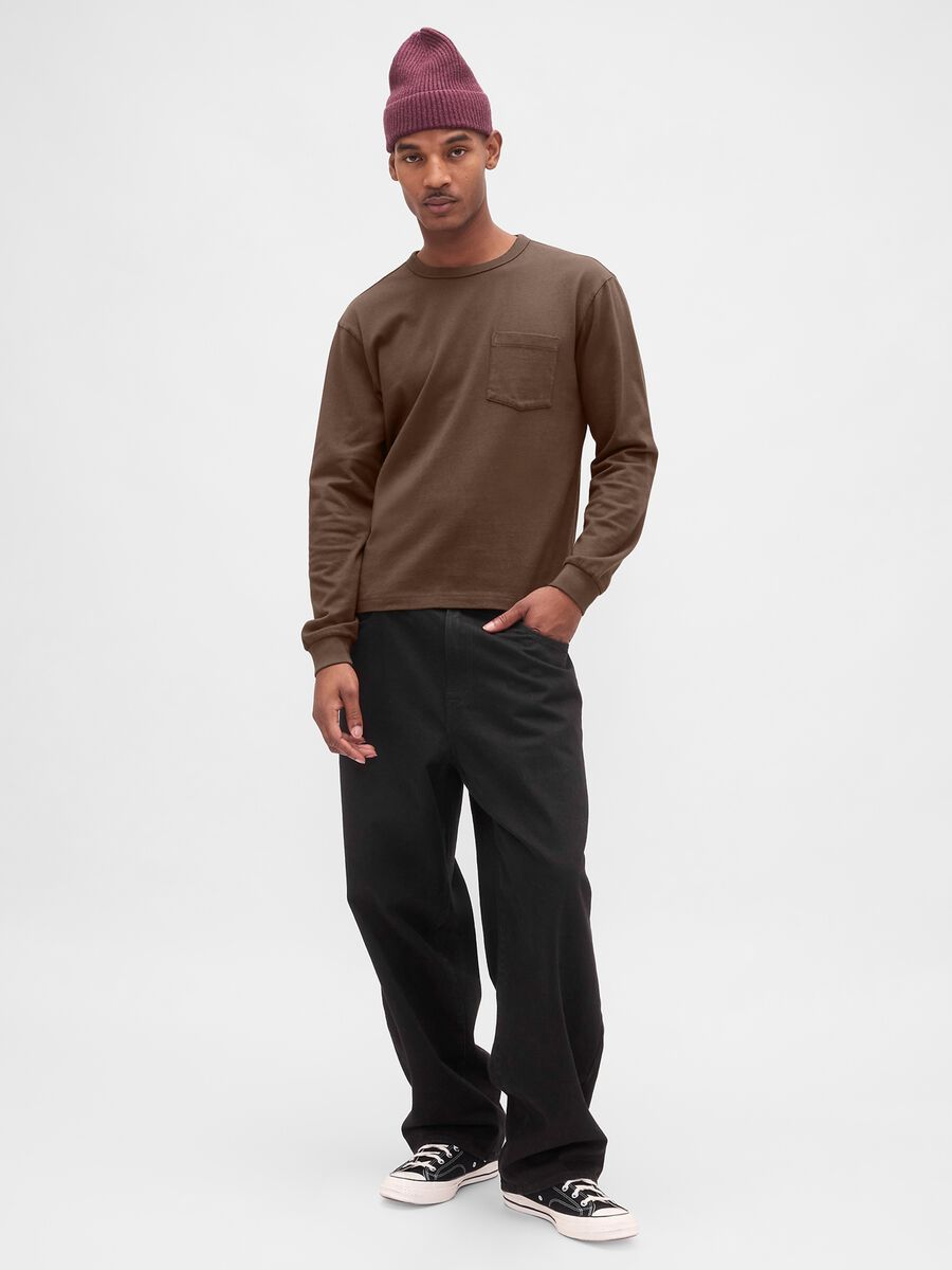 Brown Cotton Long Sleeve Shirt Man_2