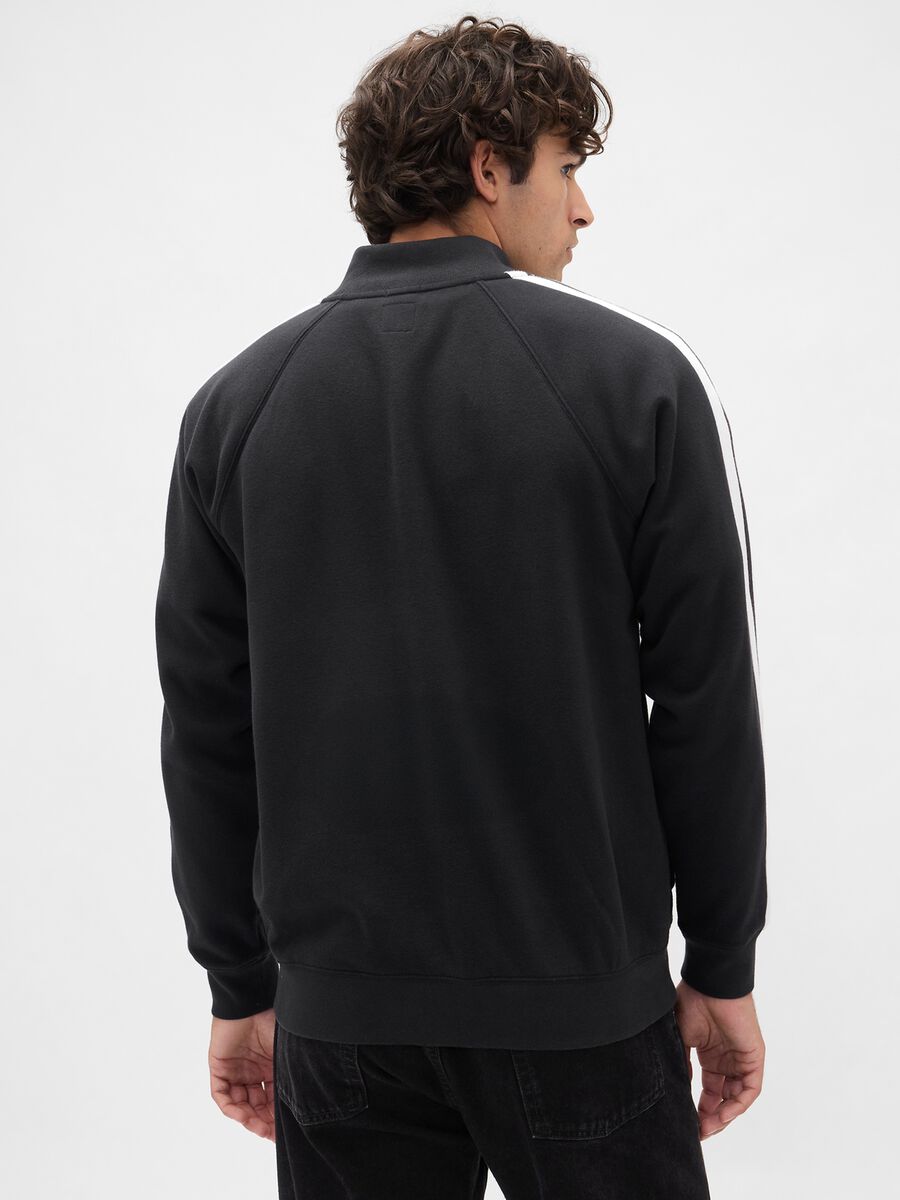 Black cotton-blend sweatshirt with full zip Man_2