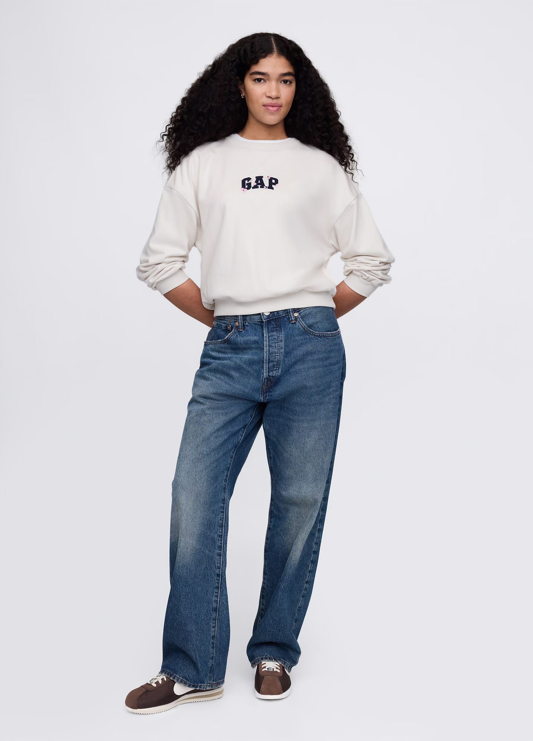White sweatshirt with logo embroidery_1