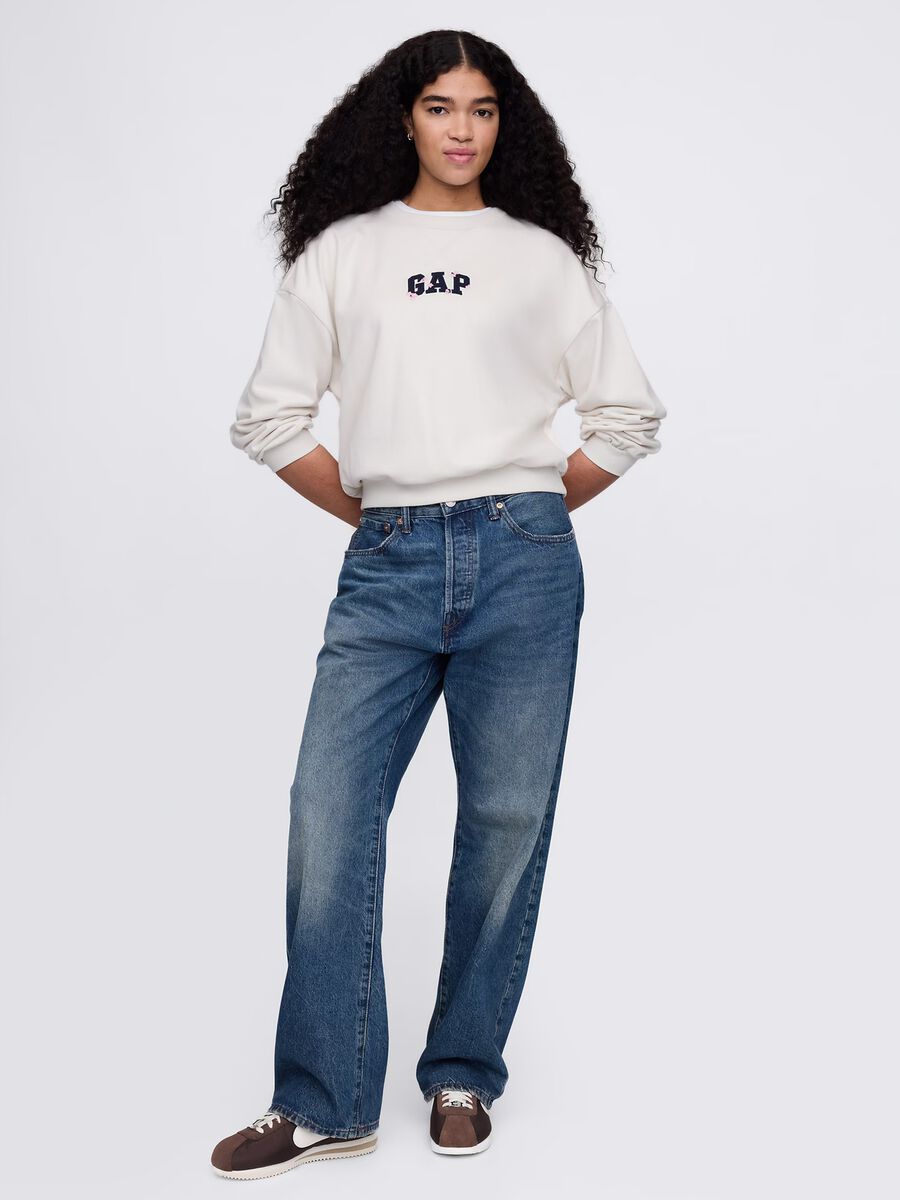White sweatshirt with embroidered GAP logo Woman_1