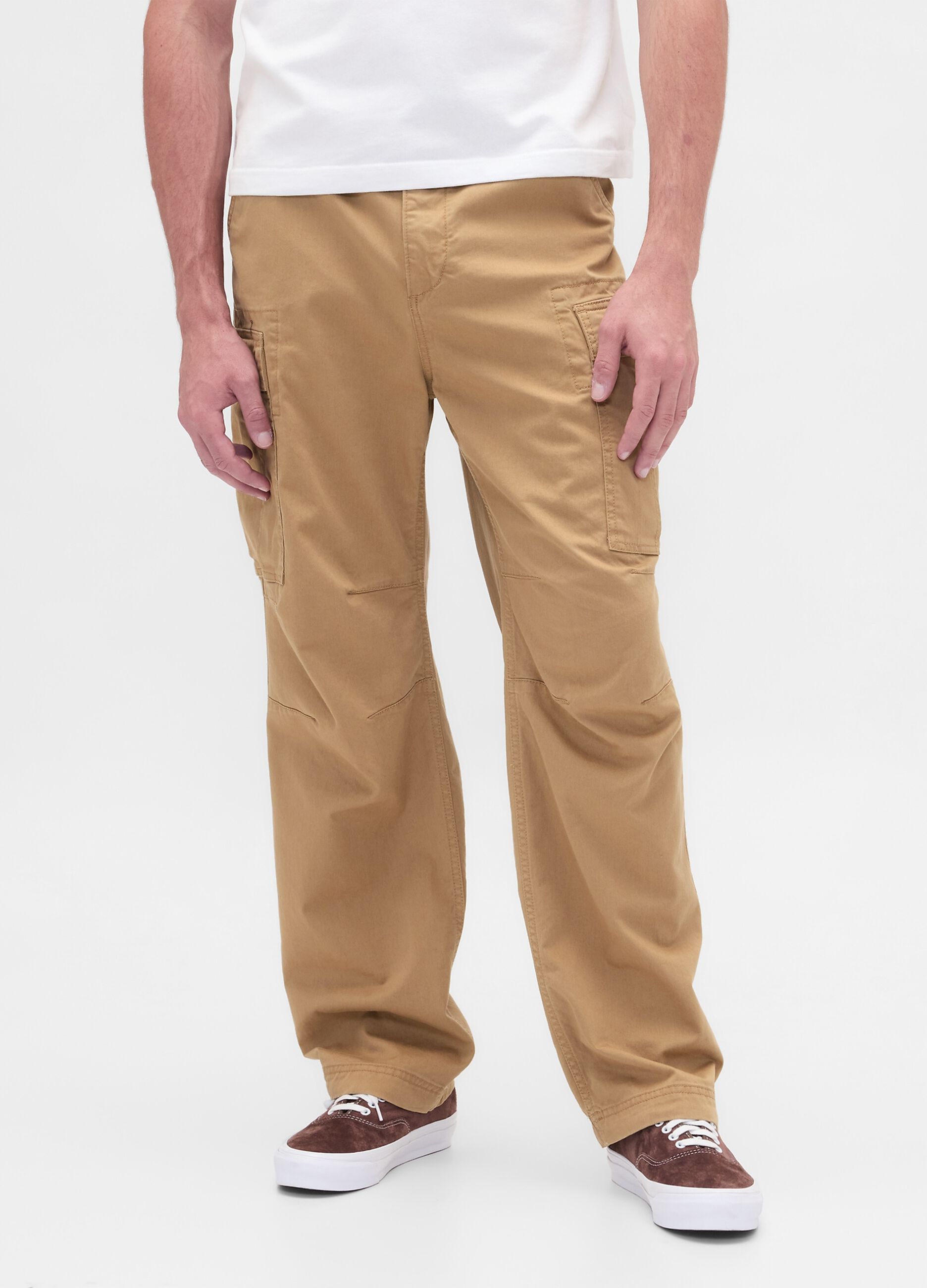 Pantaloni cargo beige elasticizzati