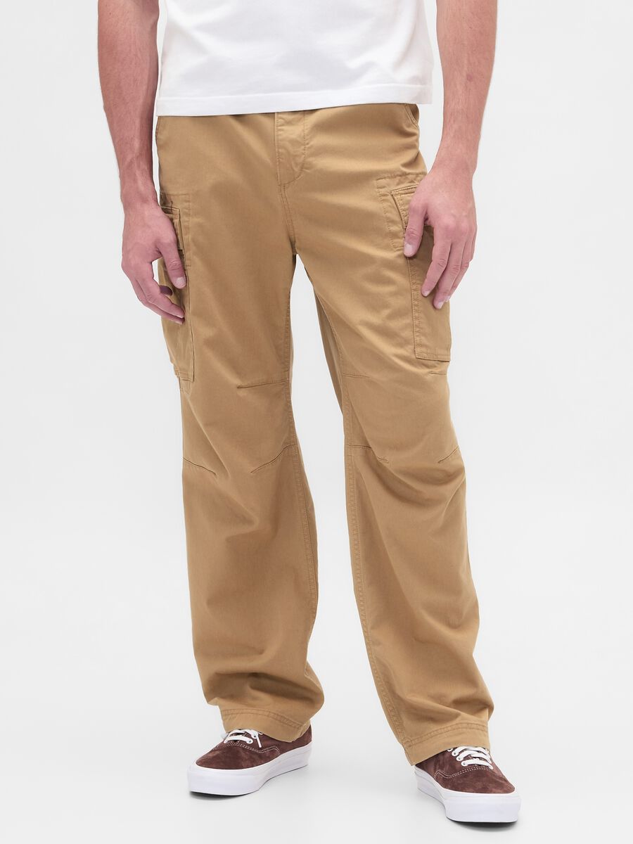 Pantaloni cargo beige elasticizzati Uomo_1