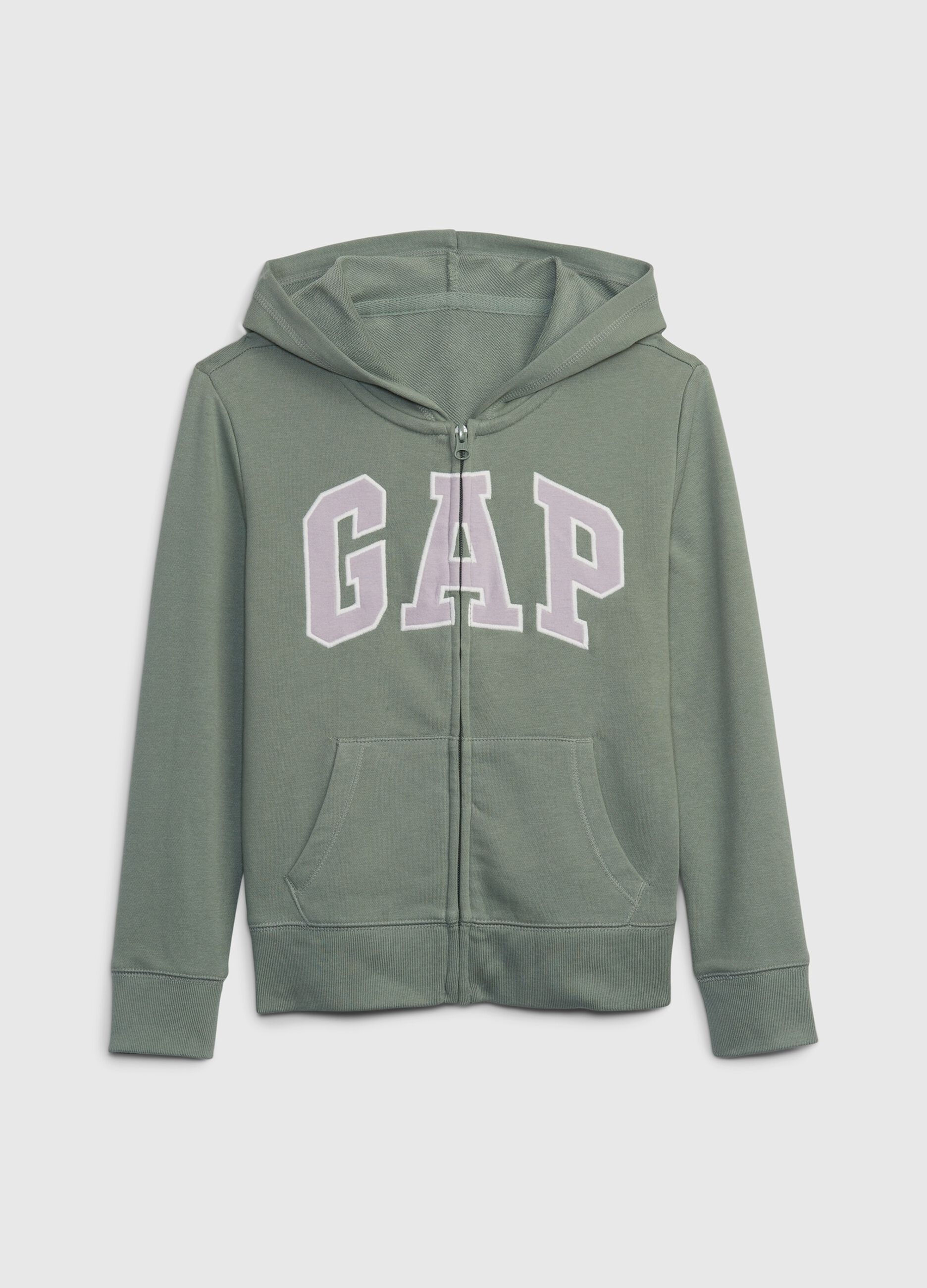 Full-zip hoodie with logo patch