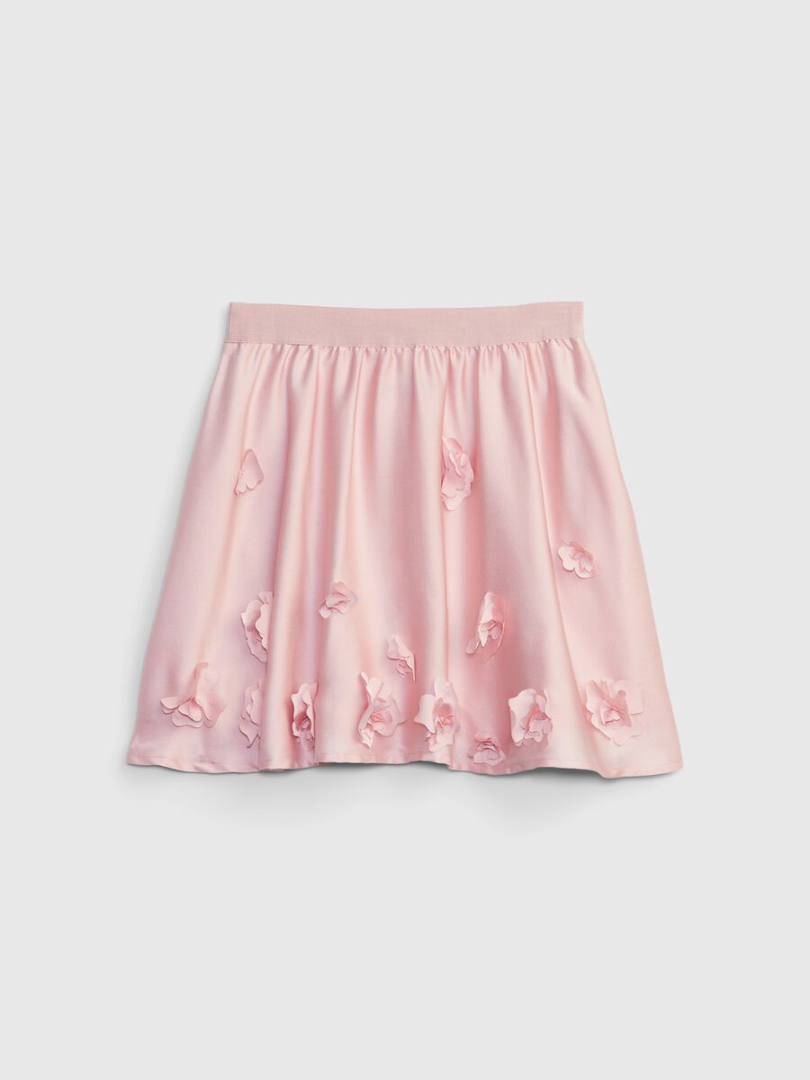 Short skirt in satin with flowers Girl_1