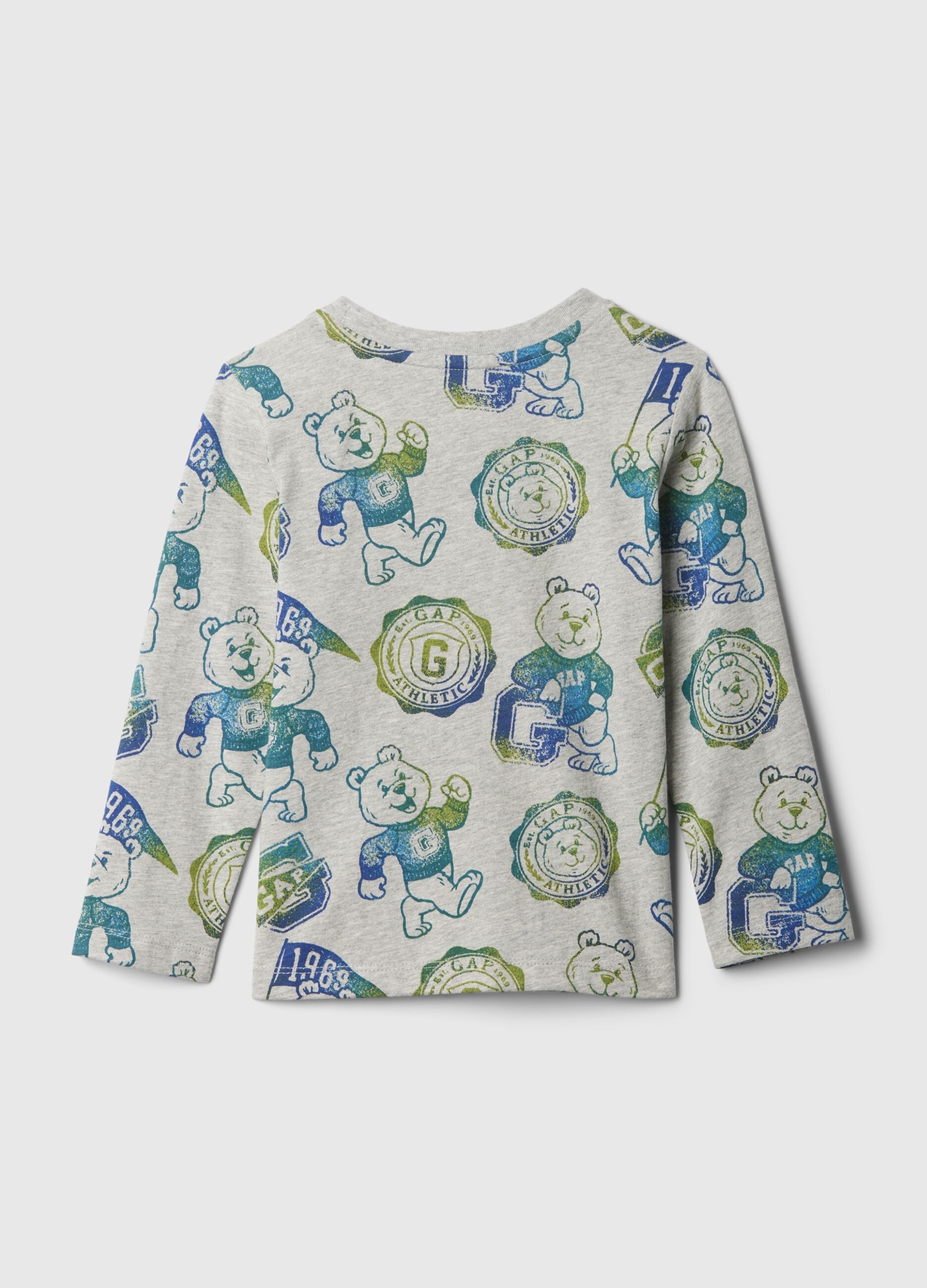 T-shirt con stampa e ricamo orsetto_1
