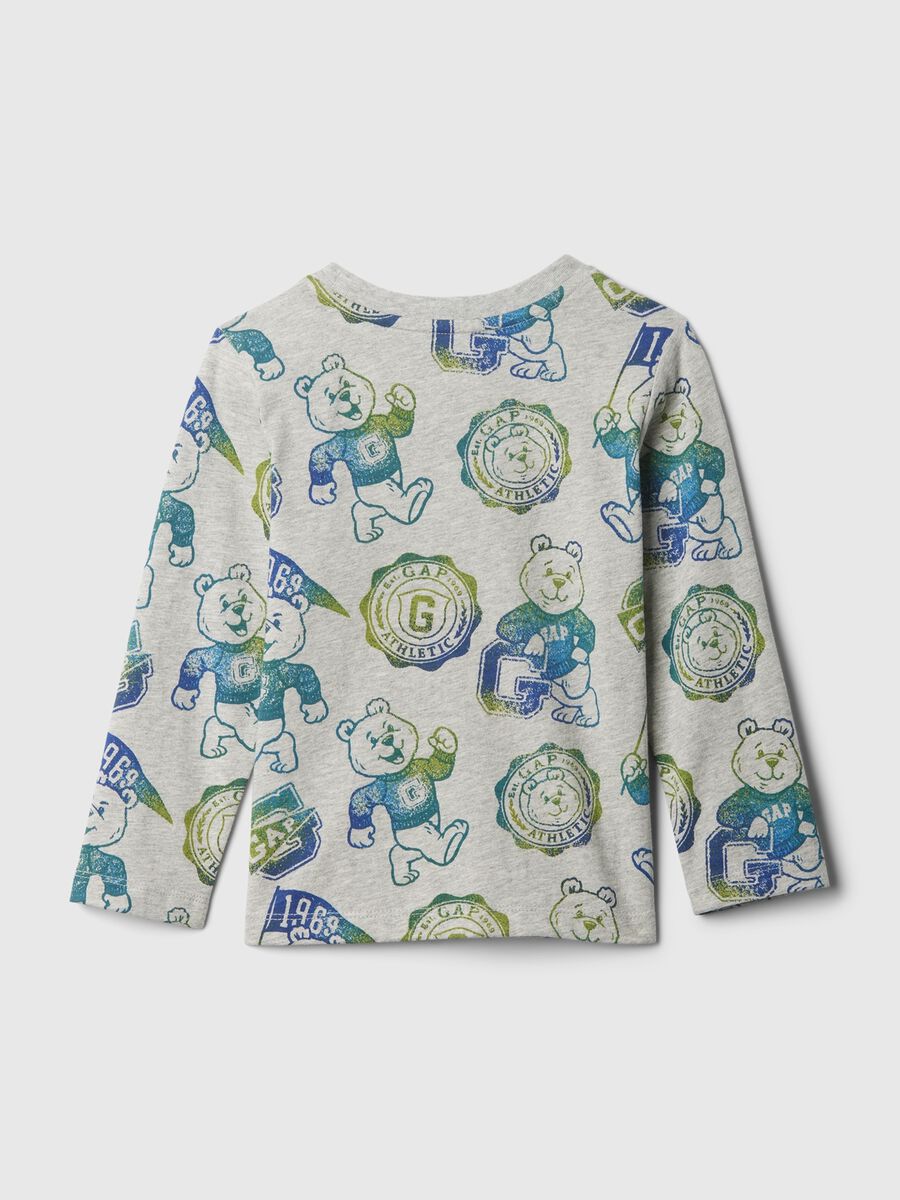 T-shirt con stampa e ricamo orsetto Bimbo_1