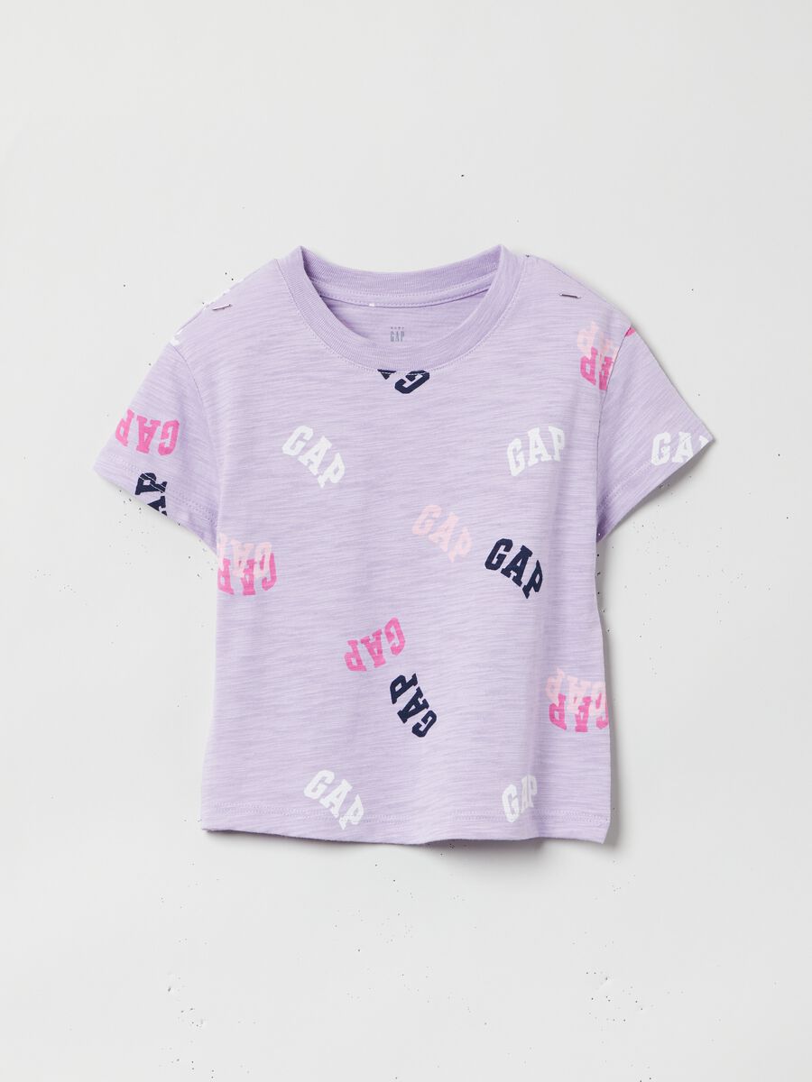 Cotton slub T-shirt with logo print Toddler Girl_0
