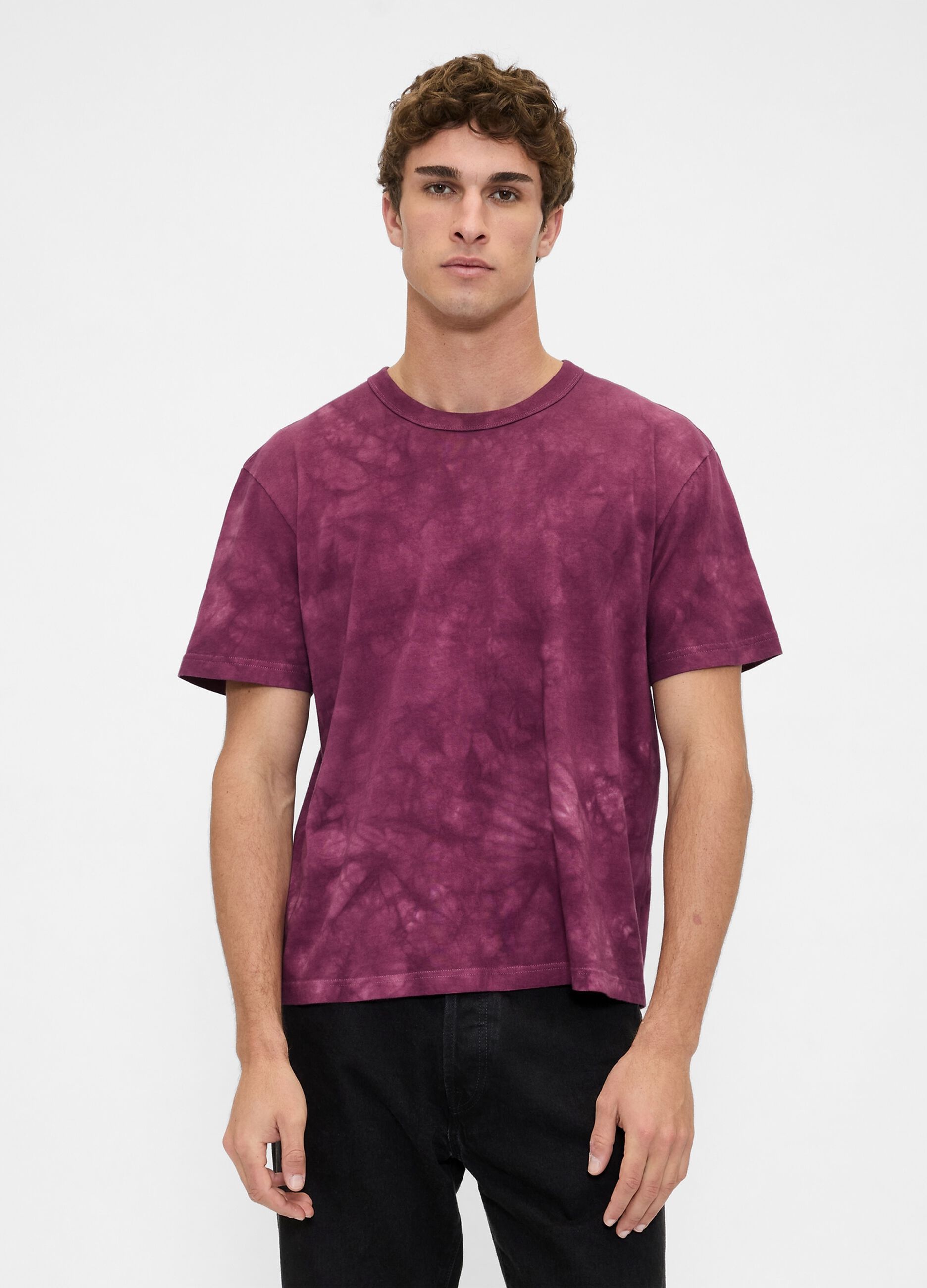 T-shirt viola a maniche corte in cotone