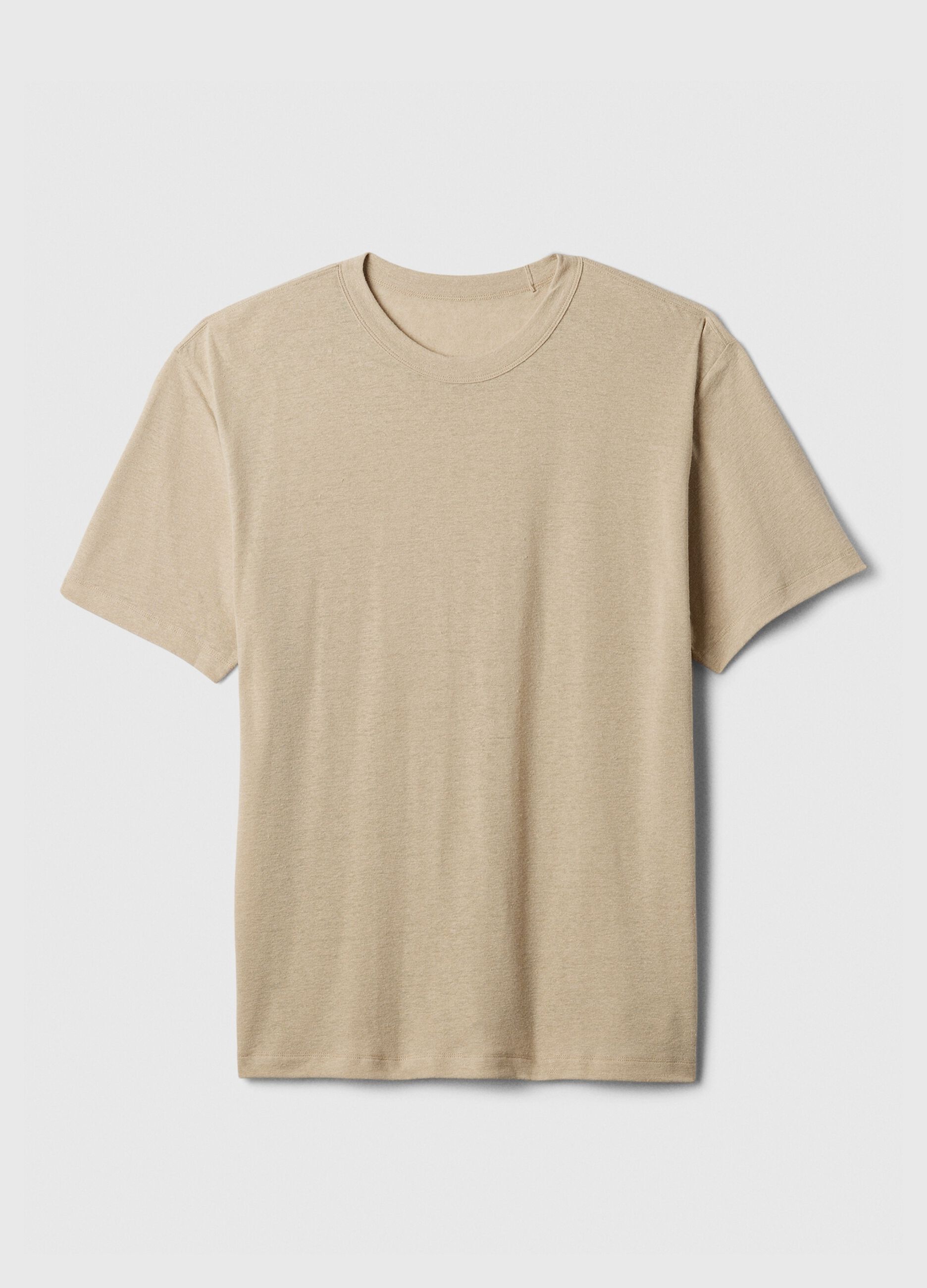 T-shirt girocollo in misto lino_3