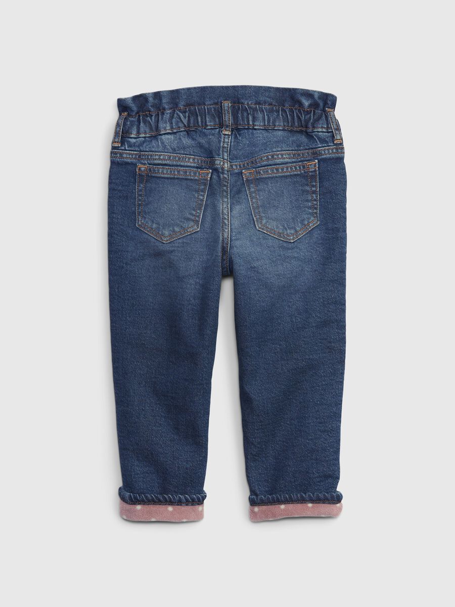 Mum-fit jeans with fleece polka dot lining Newborn Boy_1