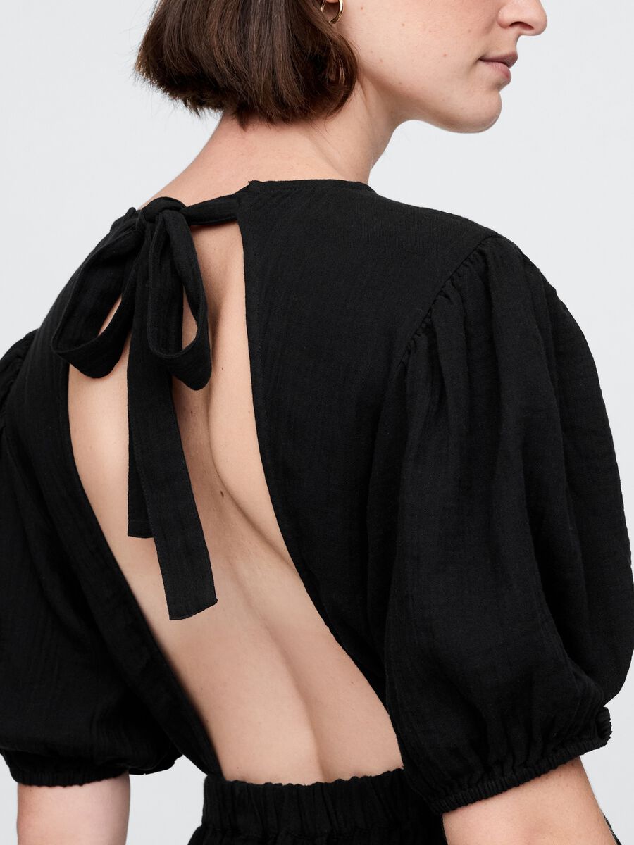 Abito lungo nero con scollo a V e schiena aperta Donna_3