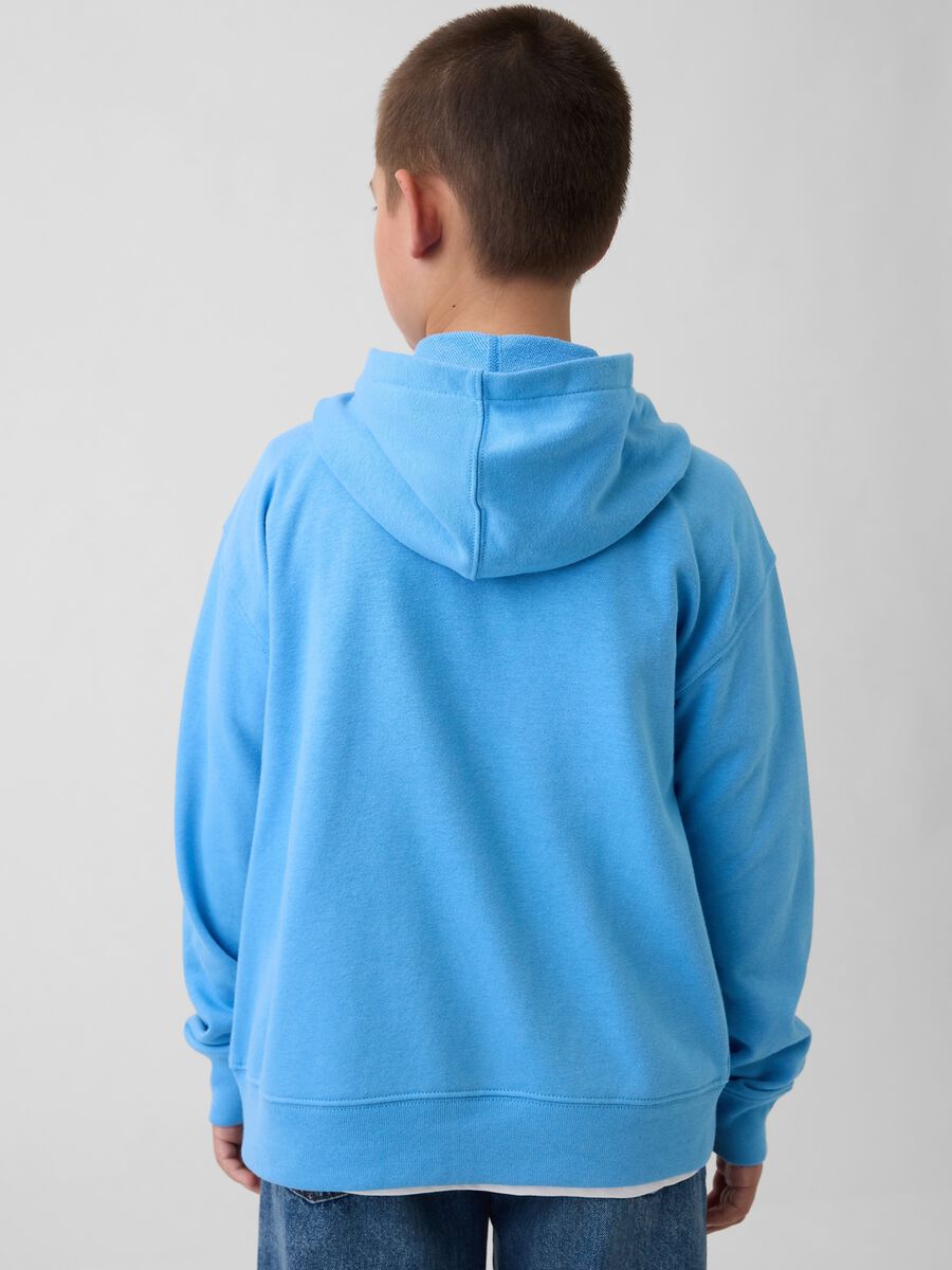 Felpa in misto cotone azzurra da bambino con logo, zip e cappuccio Bambino_2