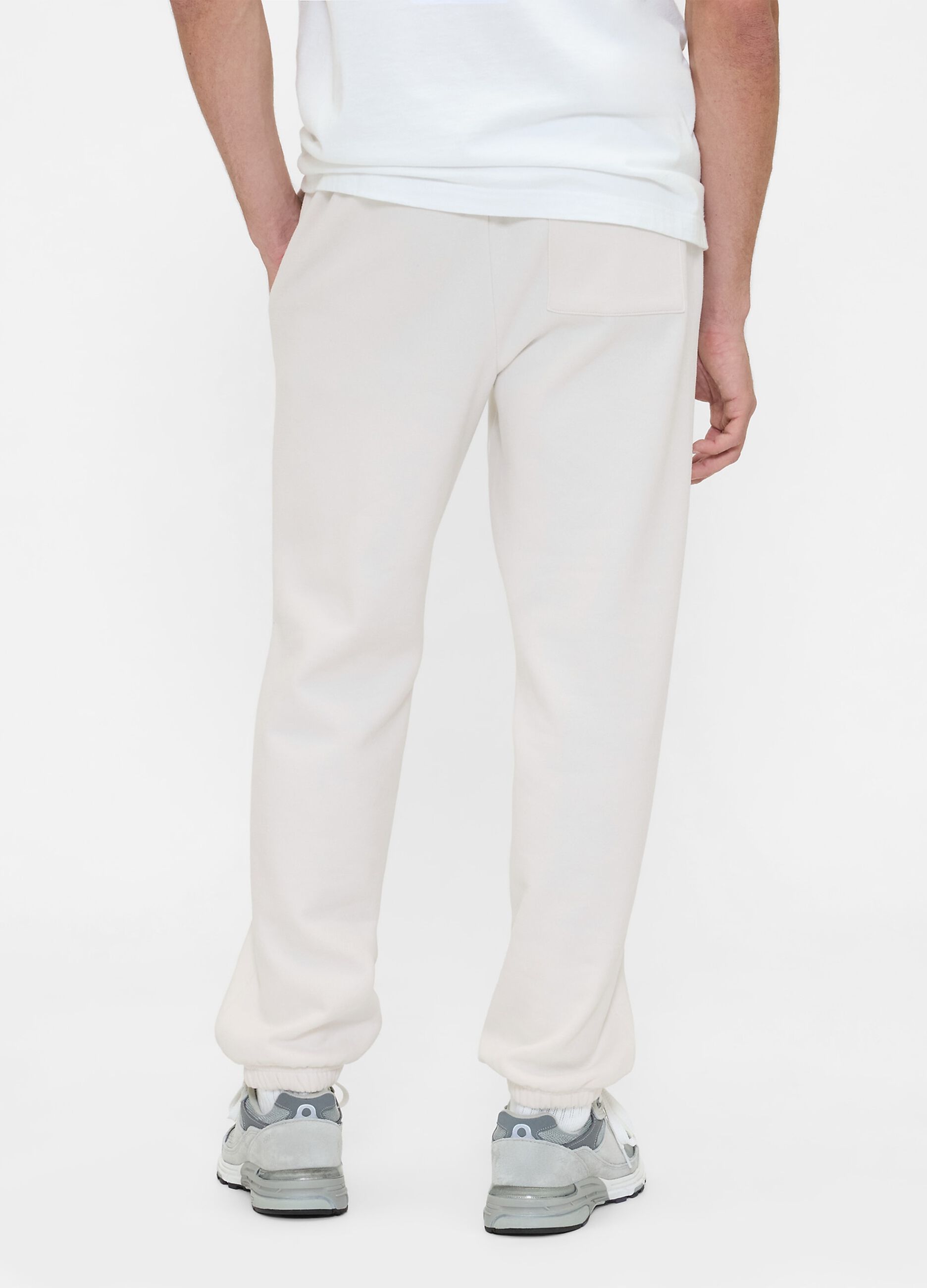 Beige jogger trousers in cotton and polyester blend