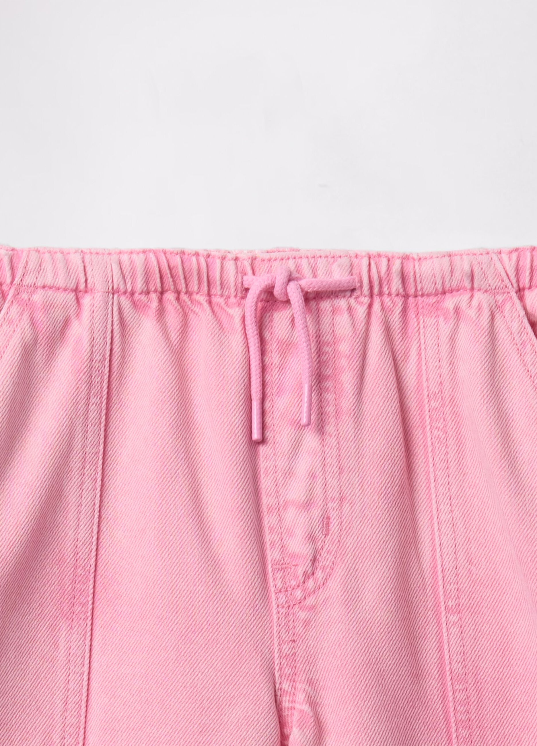 Pantaloni rosa a gamba larga con coulisse_4