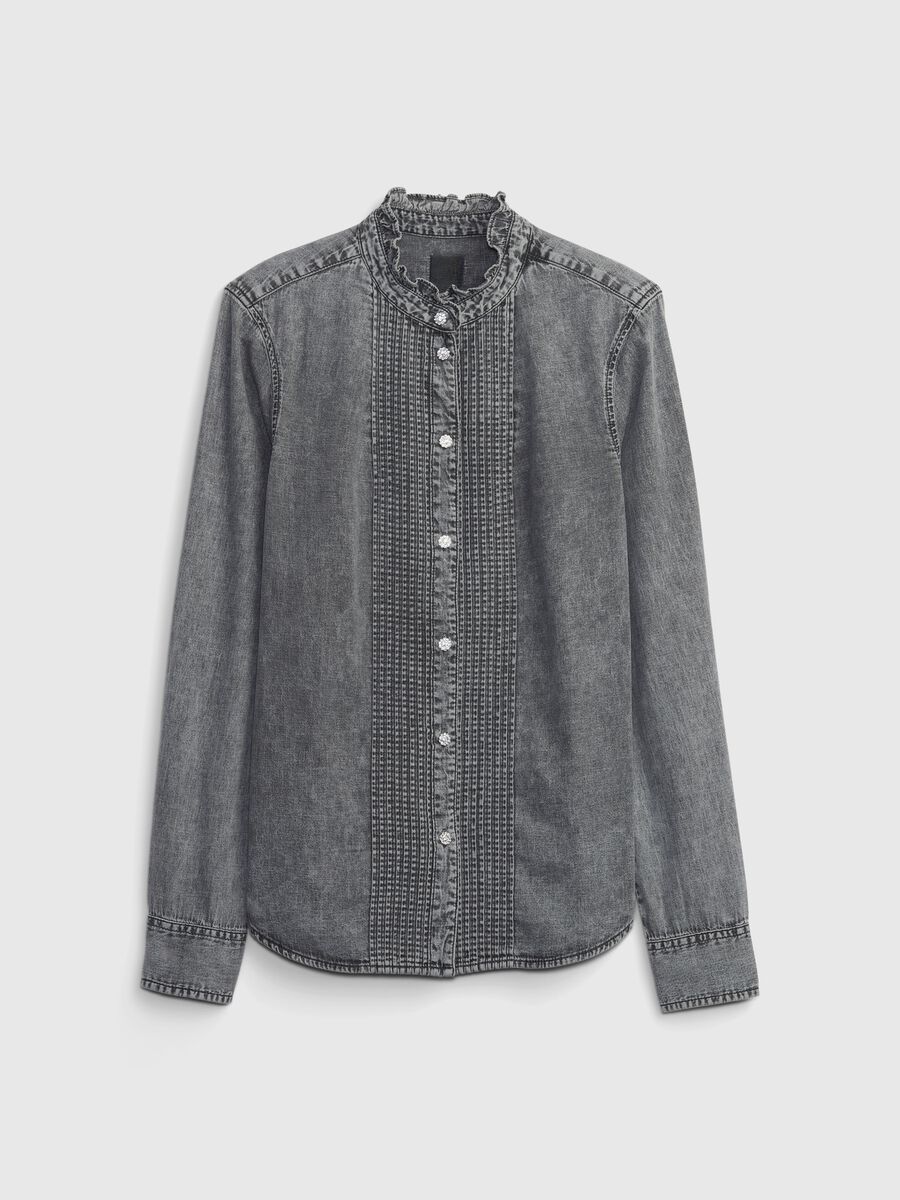 Camicia in denim con bottoni gioiello Donna_3