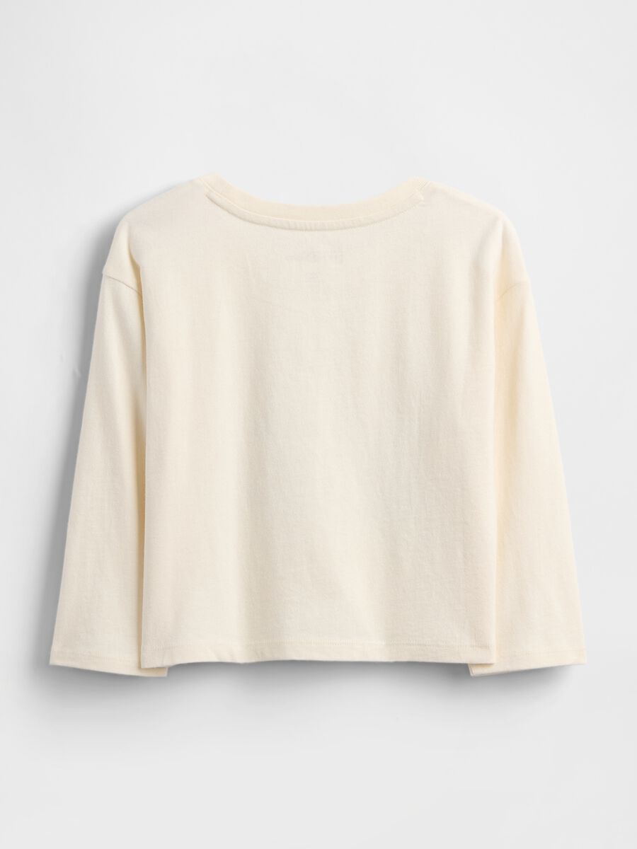 T-shirt beige a maniche lunghe in cotone Bimba_1