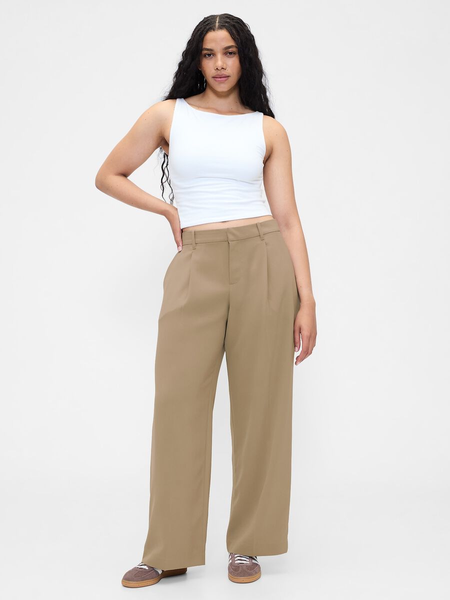 Beige Stretch Fabric Trousers Woman_4