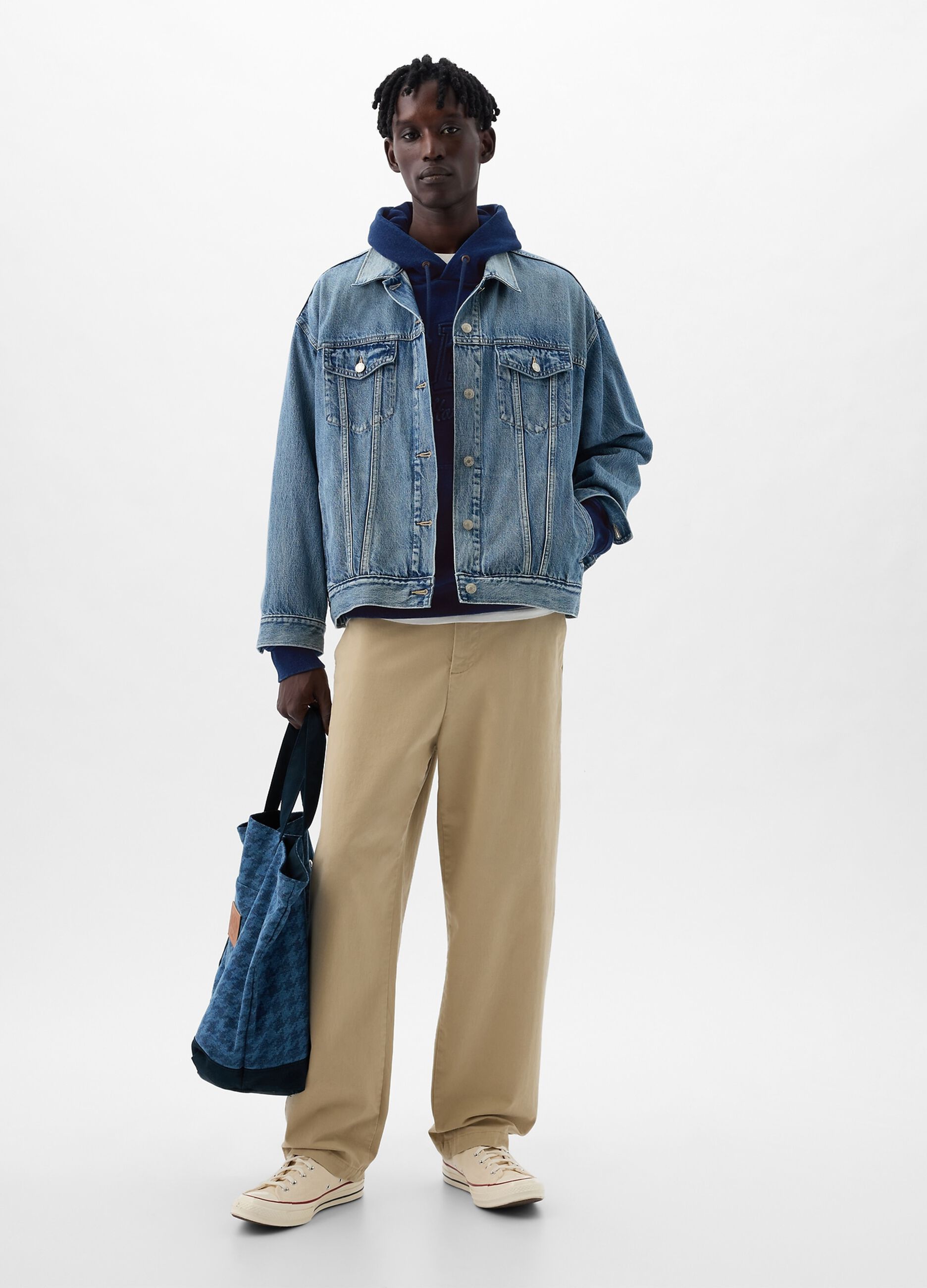 DAP x GAP Felpa in denim con cappuccio e logo_2