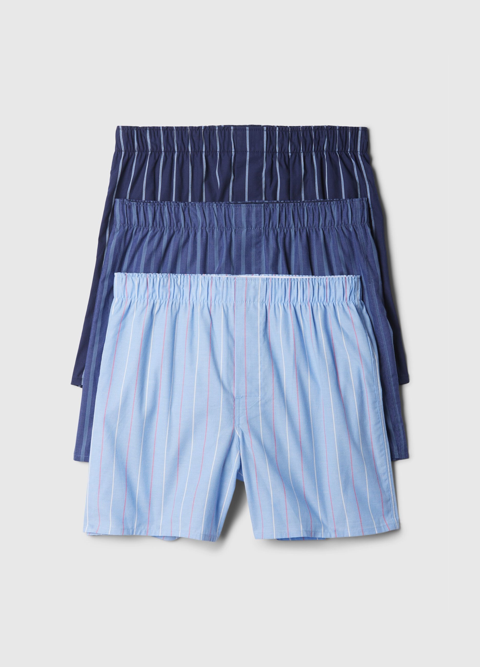 Tripack boxer in cotone a righe 