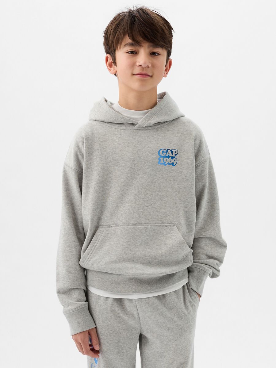 Felpa con cappuccio stampa logo e lettering Bambino_0