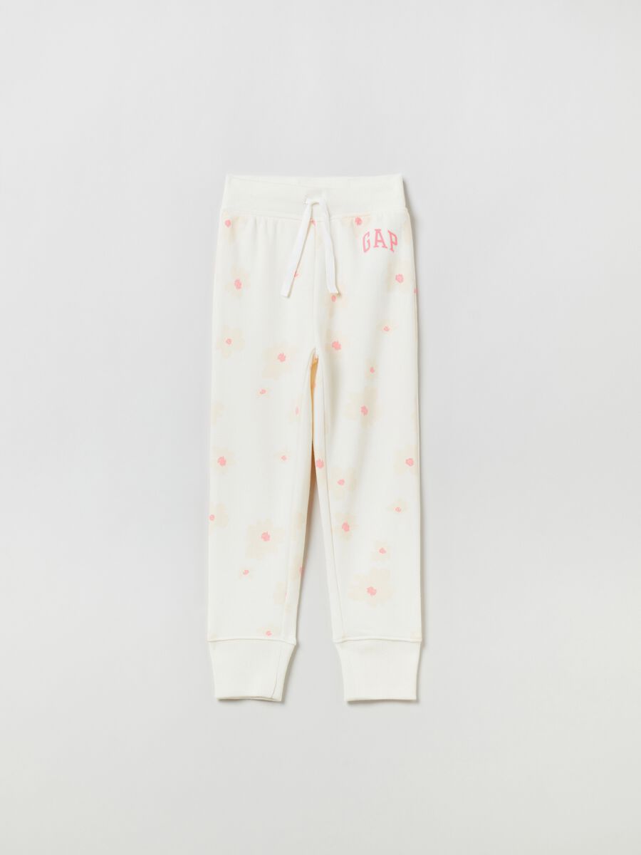 Joggers with floral print, logo and drawstring. Newborn Boy_0
