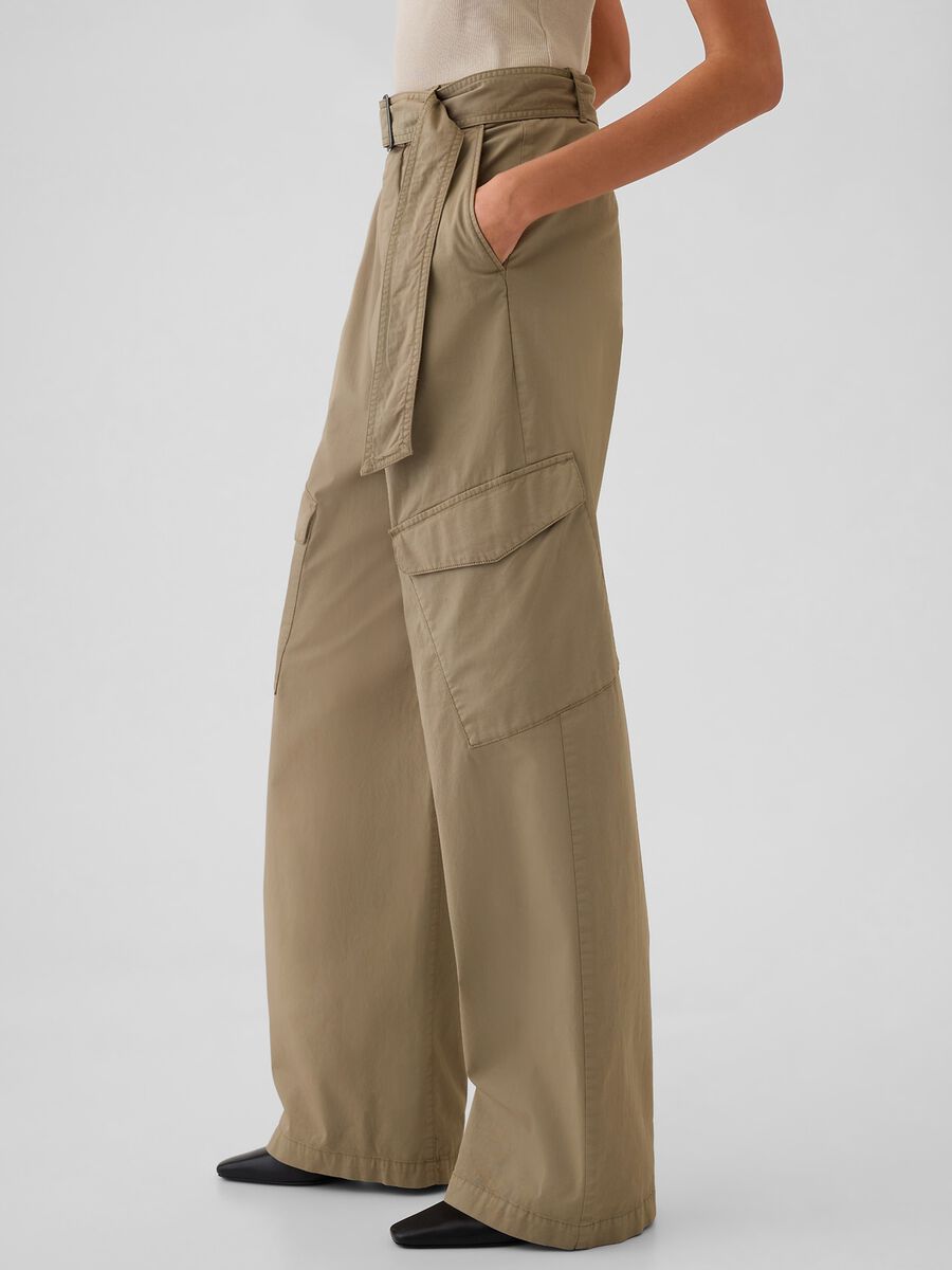 Pantalone cargo in twill stretch con cintura Donna_3