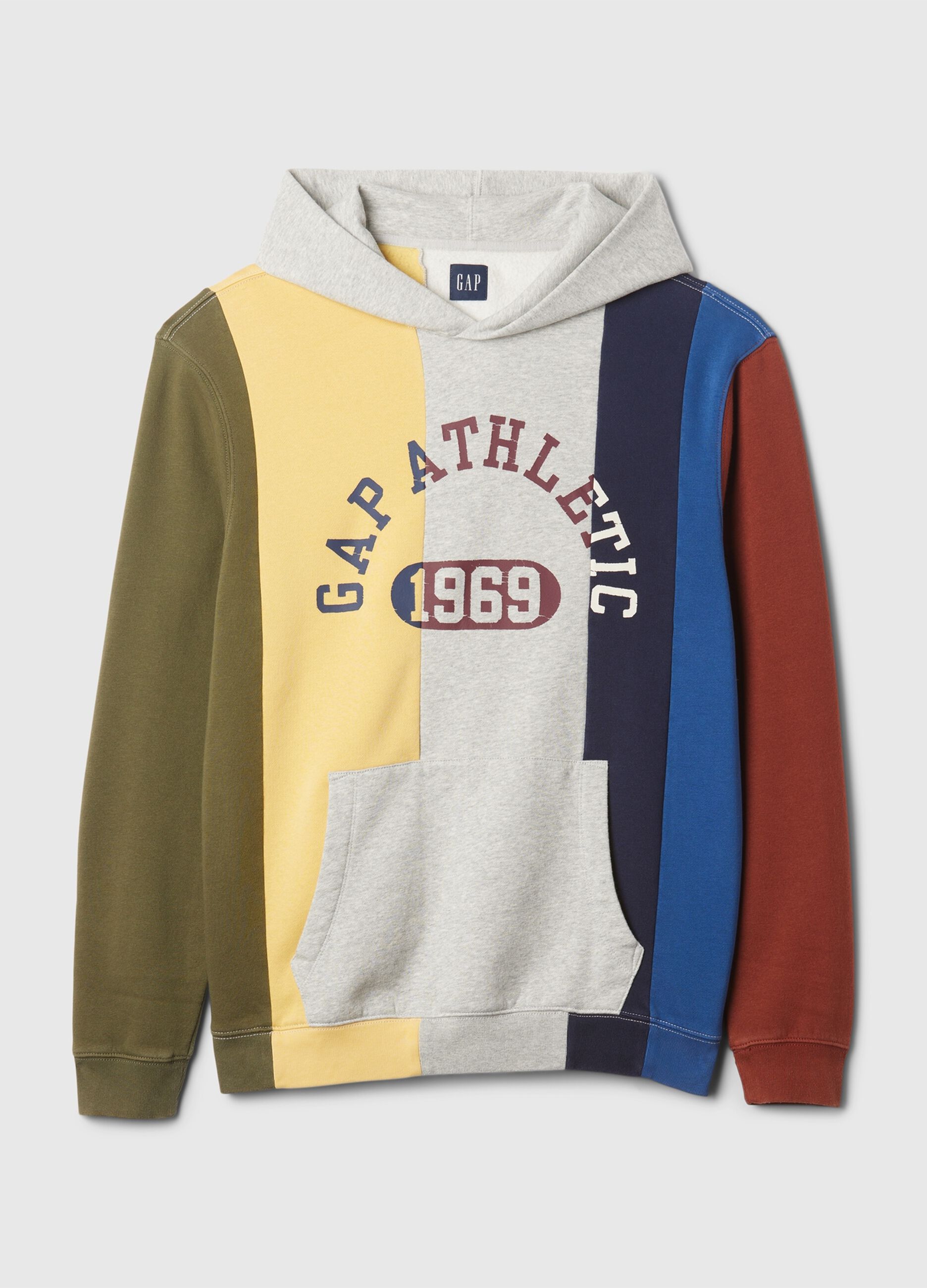 Felpa a righe con cappuccio e stampa logo_3